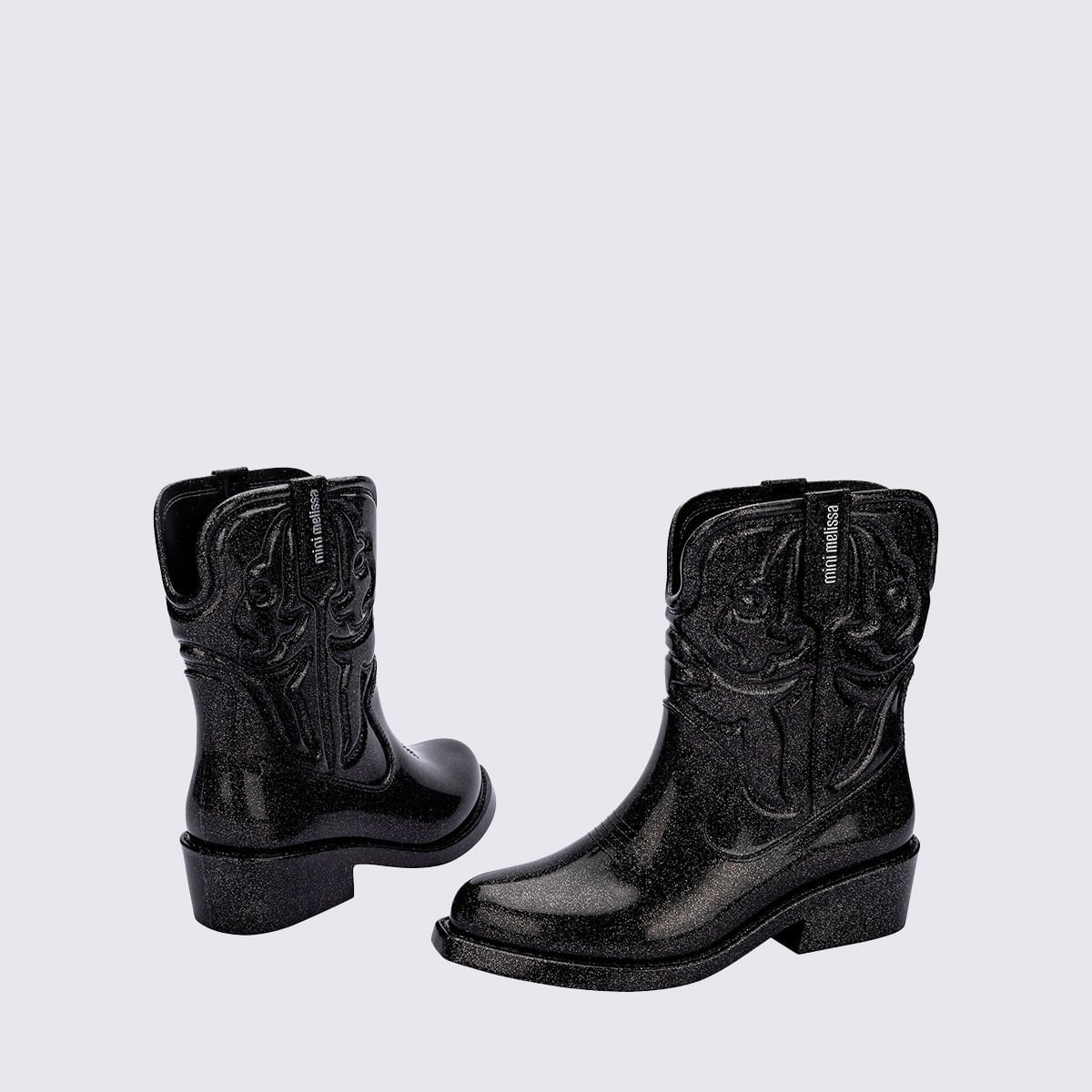 Mini Melissa Texas Boot Infantil Preto Glitter Prata 36192 Preto 5