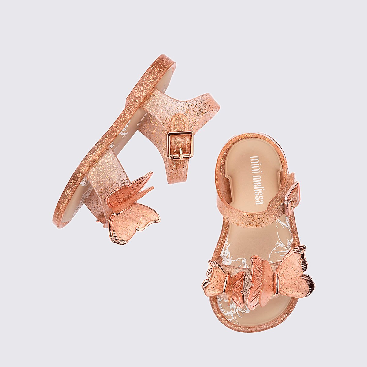 Mini Melissa Fly Sandal III Baby Bege Glitter 37803 Laranja 4