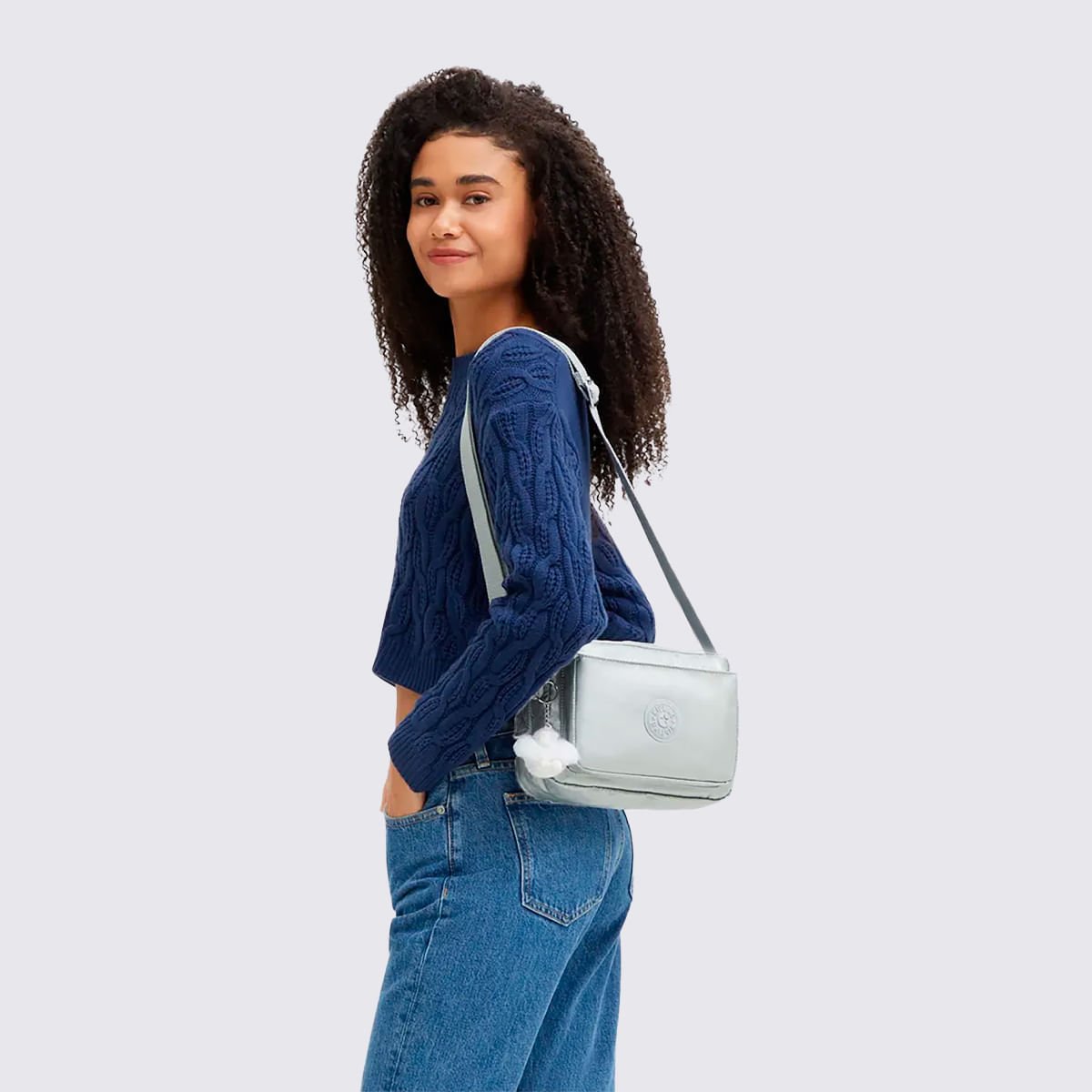 Bolsa Kipling Abanu M Prata I683170P Branco 5