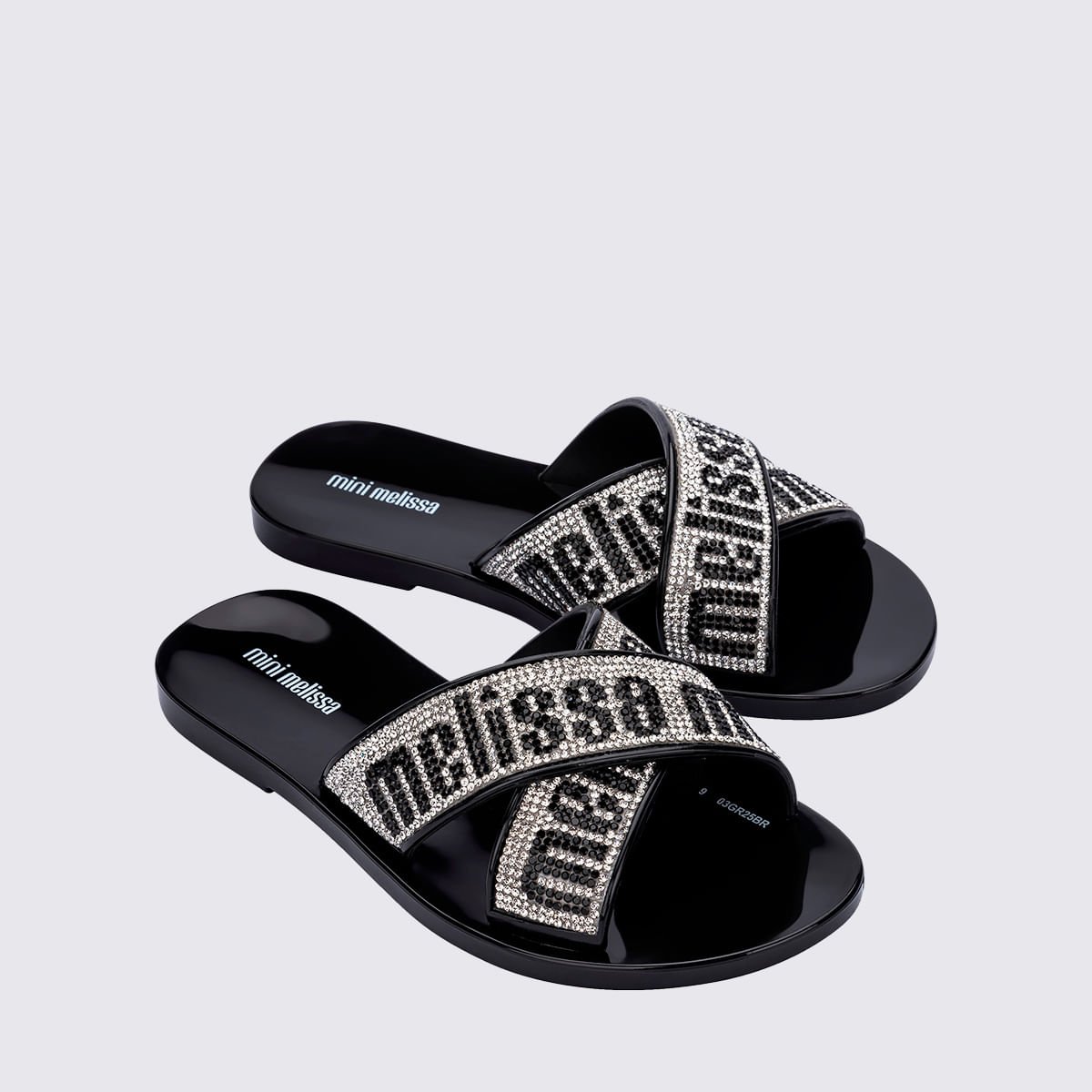 Mini Melissa M Lover Slide Deluxe Infantil Preto Cristal 37112 Preto 3
