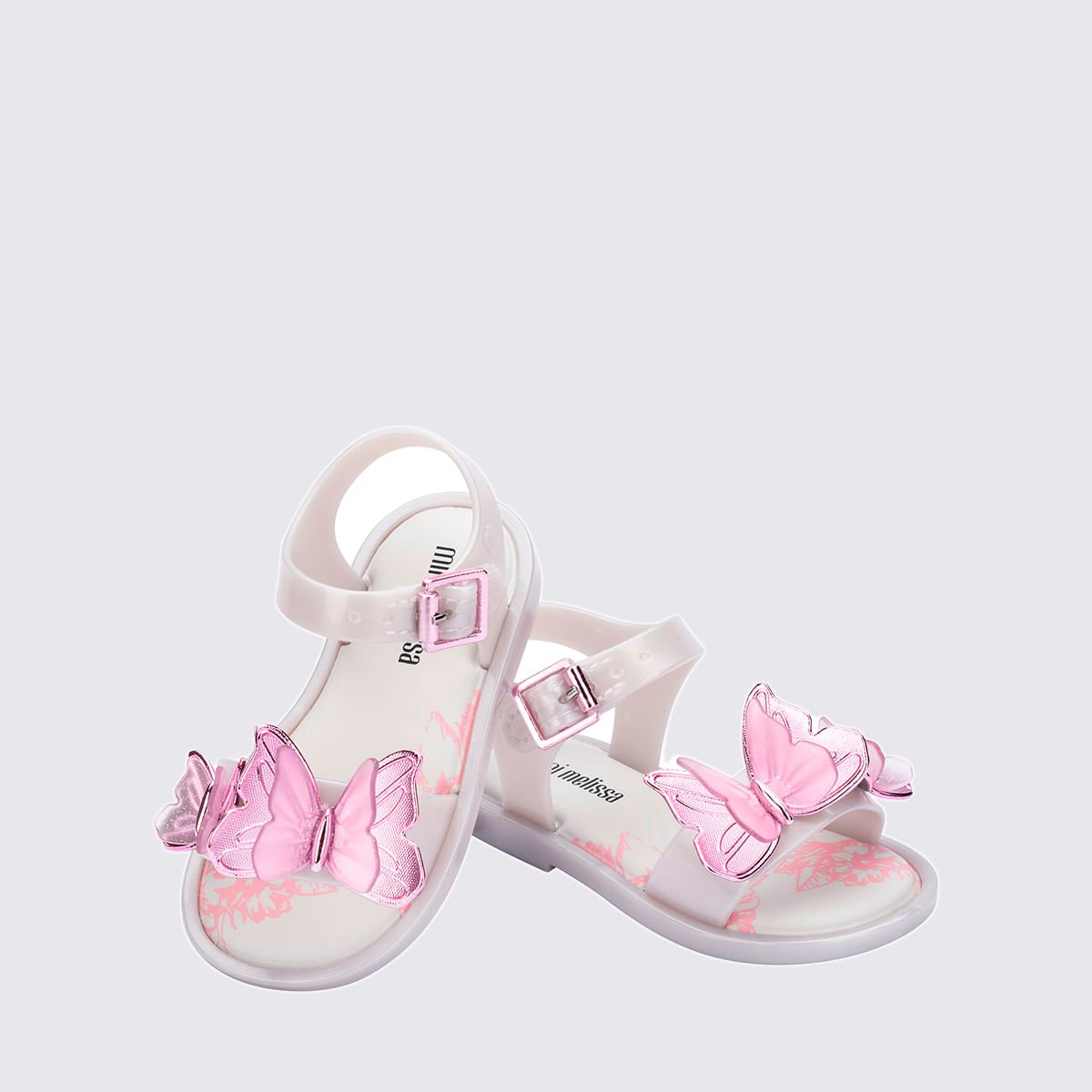 Mini Melissa Fly Sandal III Baby Branco Perolado Rosa 37803 Branco 3