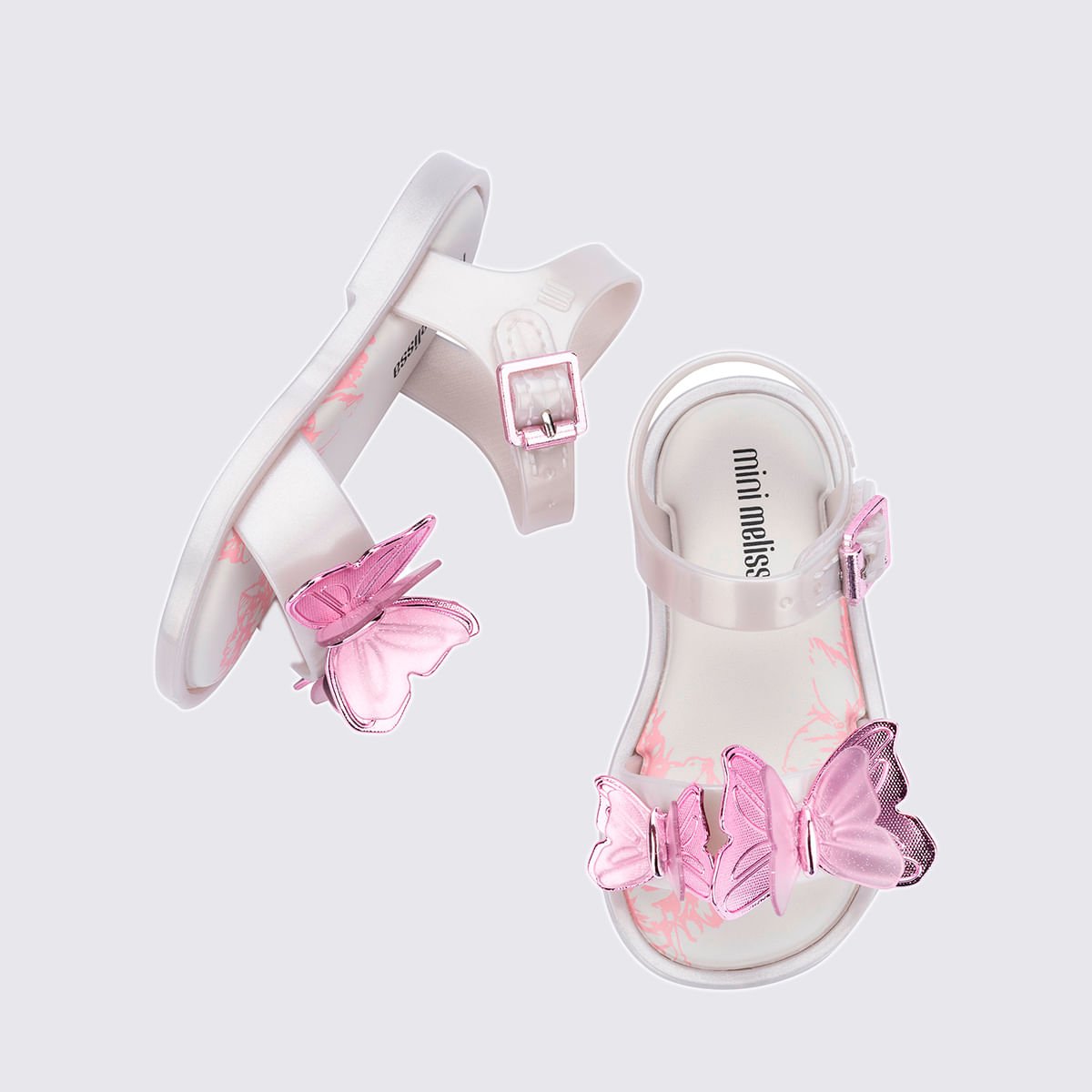 Mini Melissa Fly Sandal III Baby Branco Perolado Rosa 37803 Branco 4