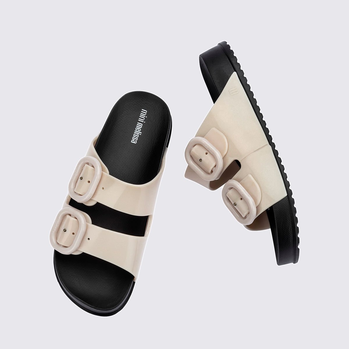 Mini Melissa Cozy Slide Infantil Preto Bege 35685 Bege 4