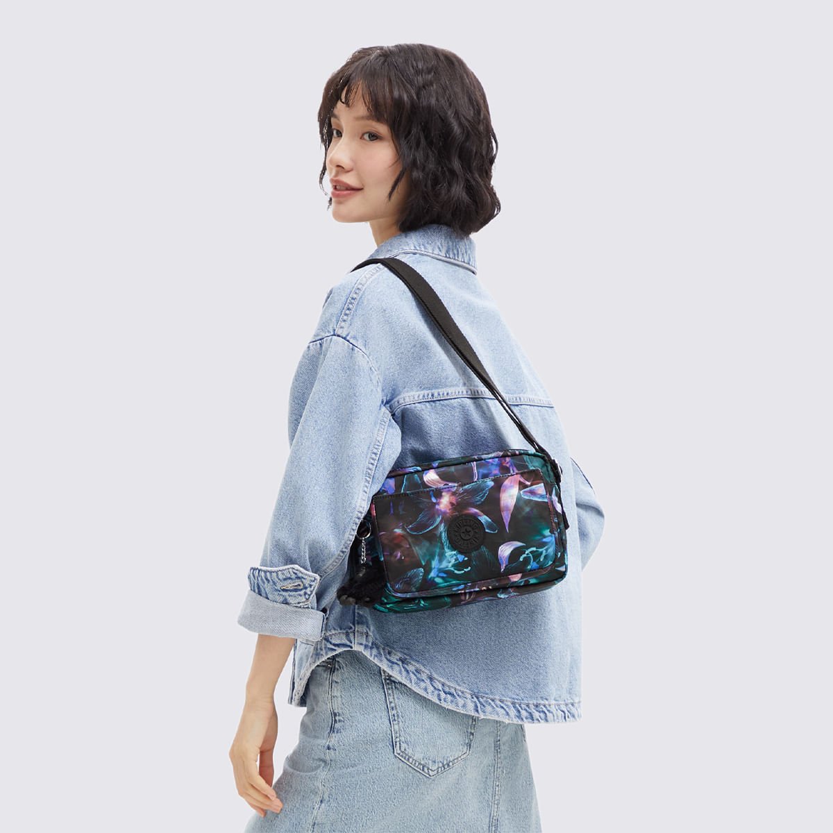 Bolsa Kipling Abanu M Estampada I62377DP Verde/Azul 5