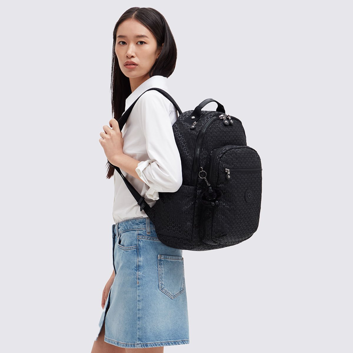 Mochila Kipling Seoul Preto Estampado I4034K59 Preto 8