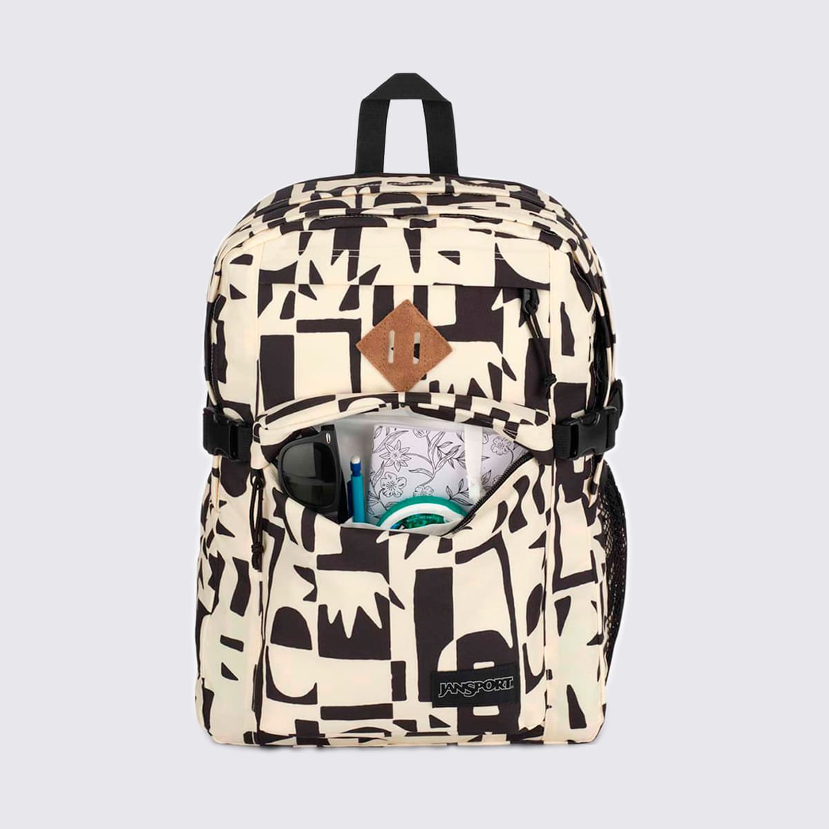 Mochila Jansport Main Campus Simple Cut Out Black 4QULGI6 Branco/Preto 4