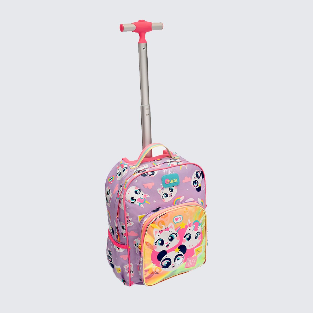 Mochila Puket com Rodinha Multibichos Best Friend Lilás 2
