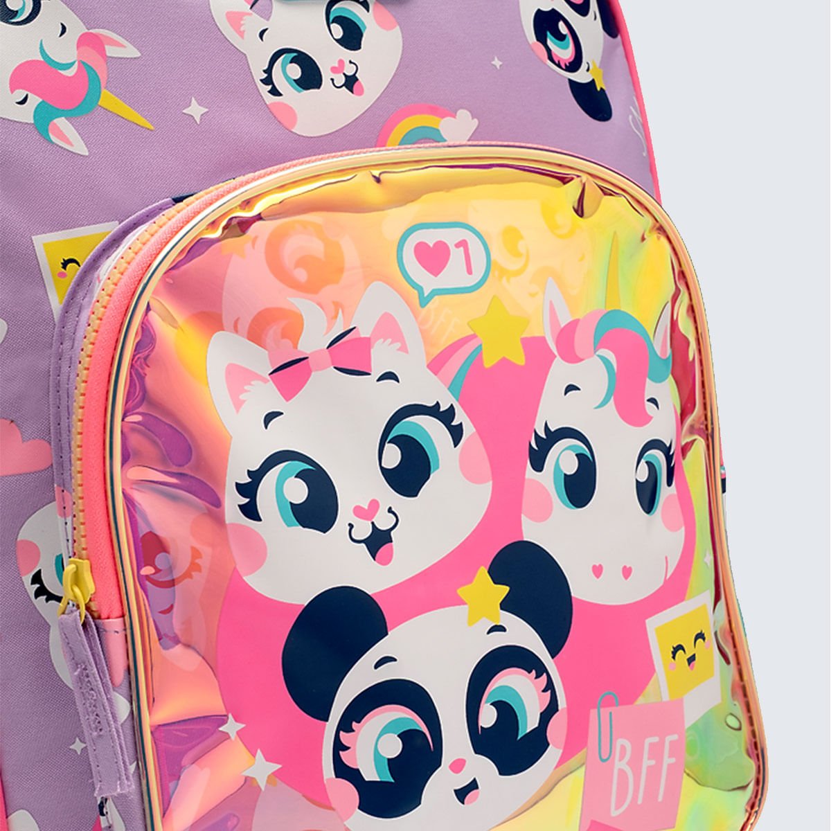 Mochila Puket com Rodinha Multibichos Best Friend Lilás 4
