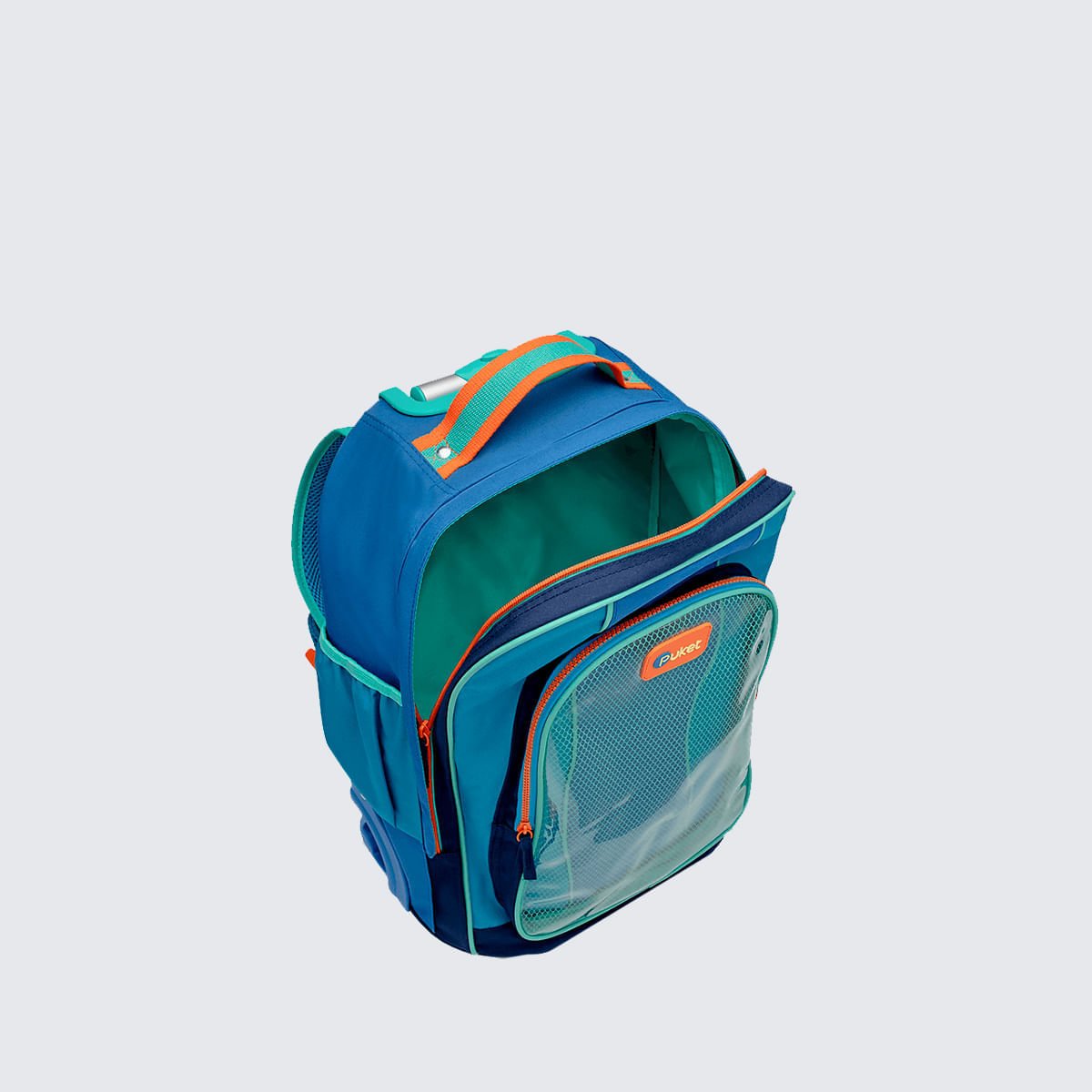 Mochila Puket com Rodinha Color Block Azul 2