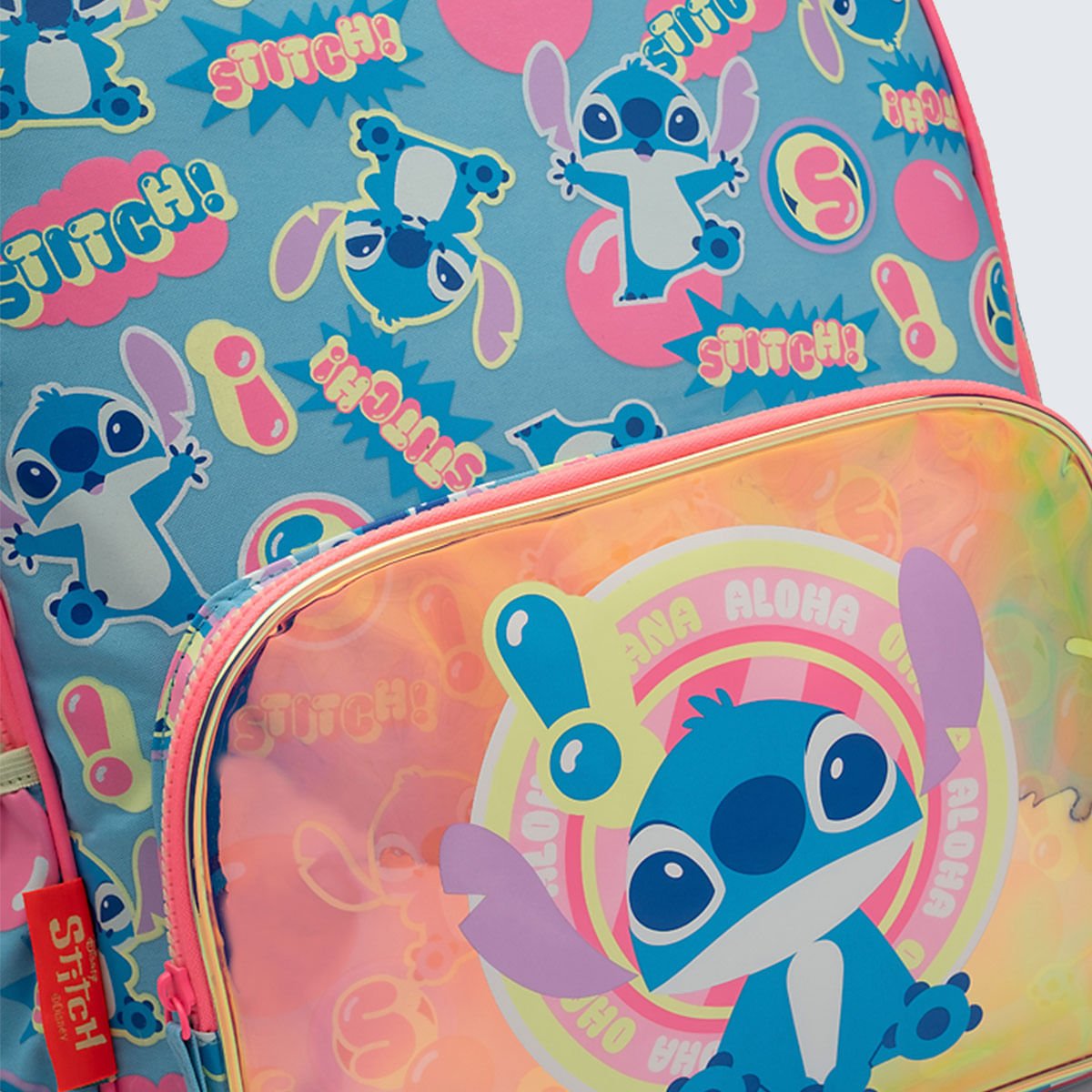 Mochila Puket Holográfica Stitch Azul 2