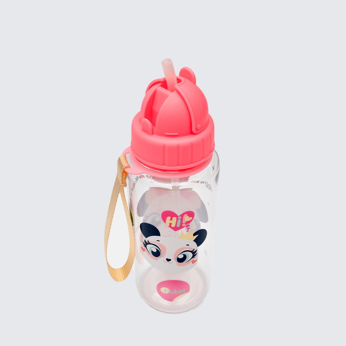 Garrafa Puket com Canudo Panda Romântico Rosa 2
