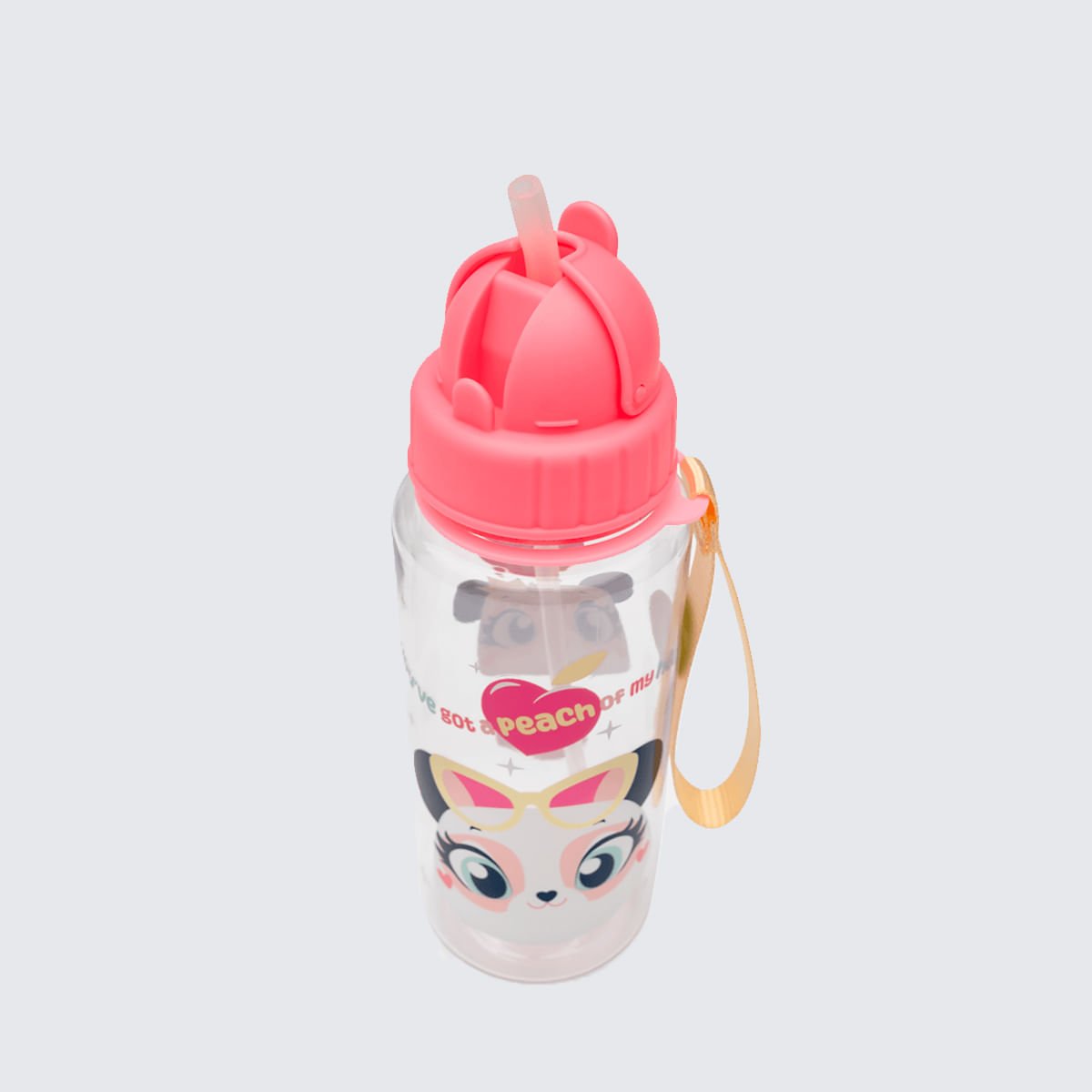 Garrafa Puket com Canudo Panda Romântico Rosa 3
