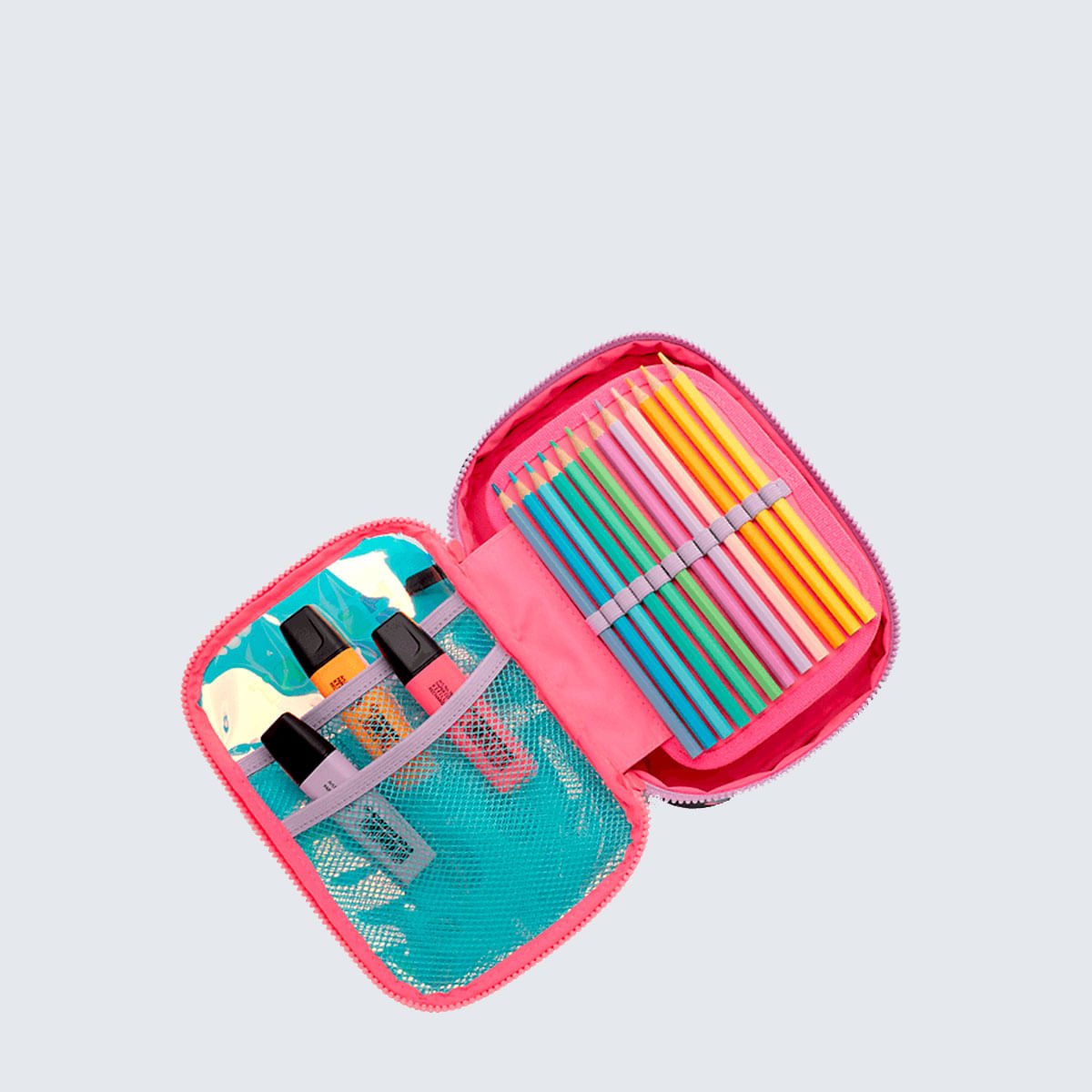Estojo Puket Grande Unicórnio Tênis Azul/Rosa 2