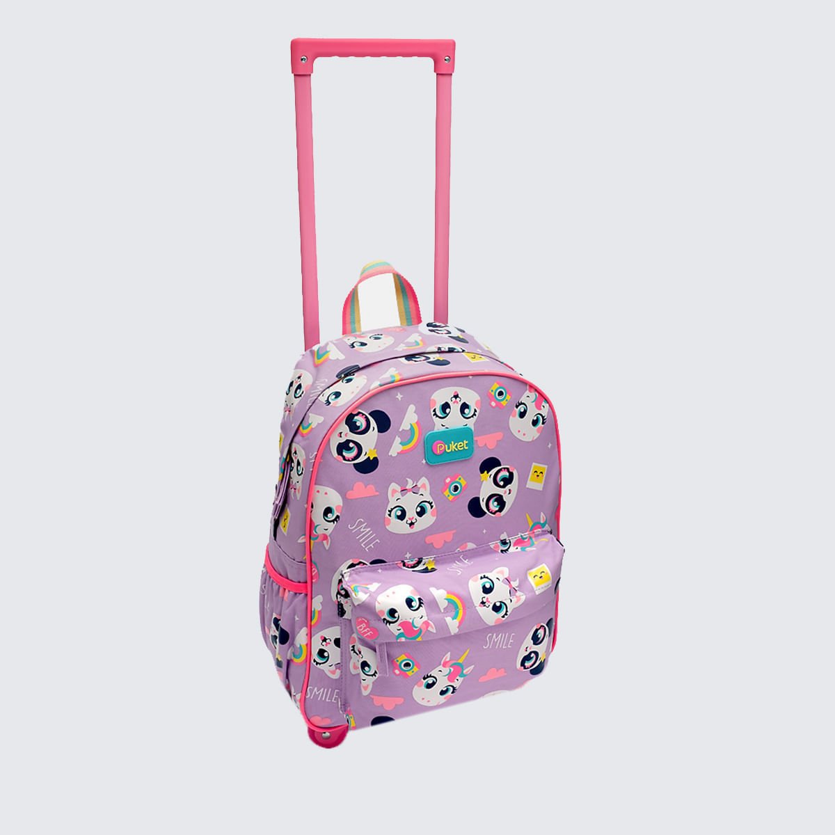 Mochila Puket com Rodinha Multibichos Best Friend Lilás 2