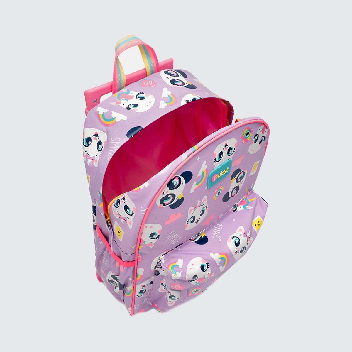 Mochila Puket com Rodinha Multibichos Best Friend Lilás 3