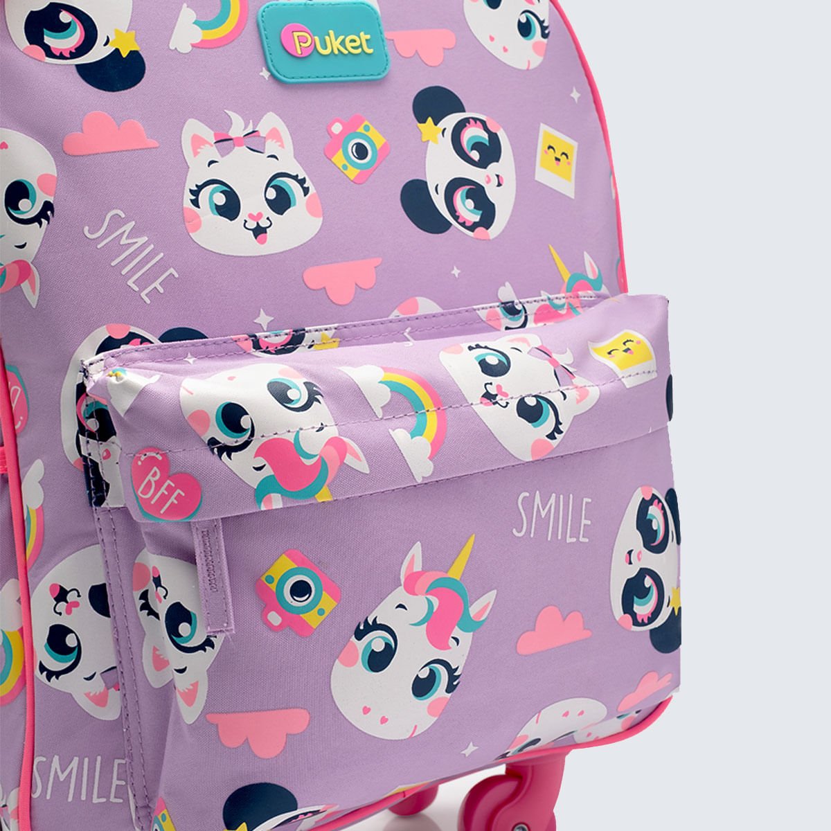 Mochila Puket com Rodinha Multibichos Best Friend Lilás 4