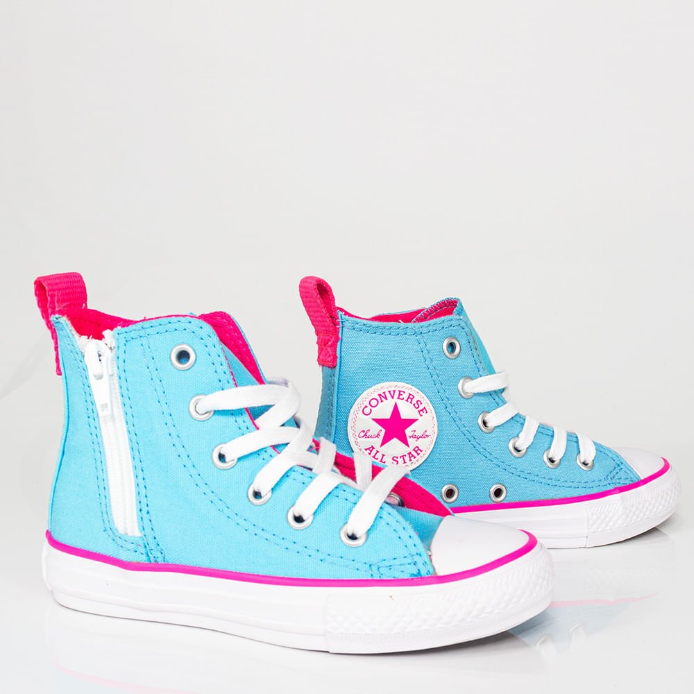 Tênis Converse Chuck Taylor All Star Infantil Azul Claro Rosa Choque Branco CK09090002 Azul 3