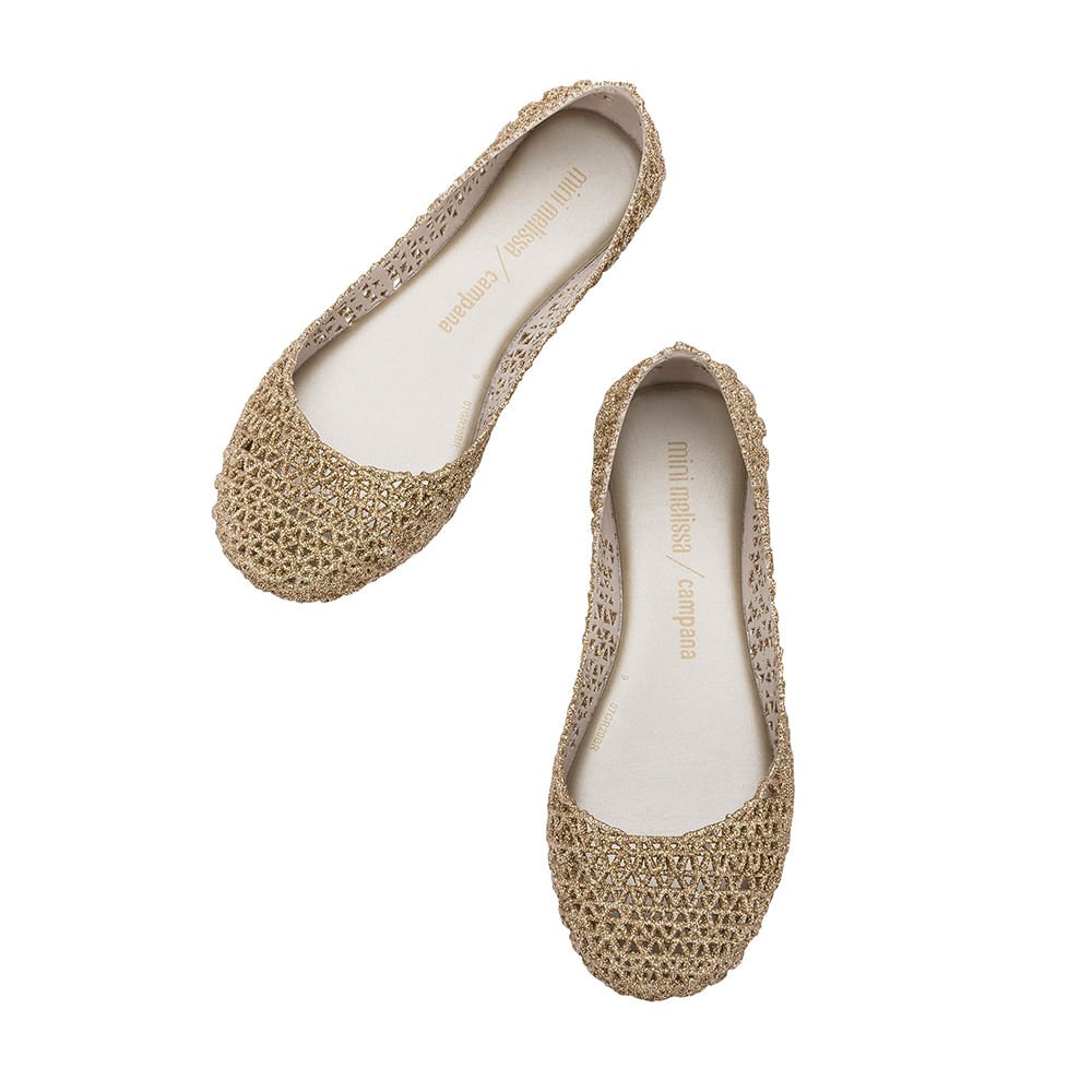 Mini Melissa Campana Papel Bege Glitter 32996BG Bege 5
