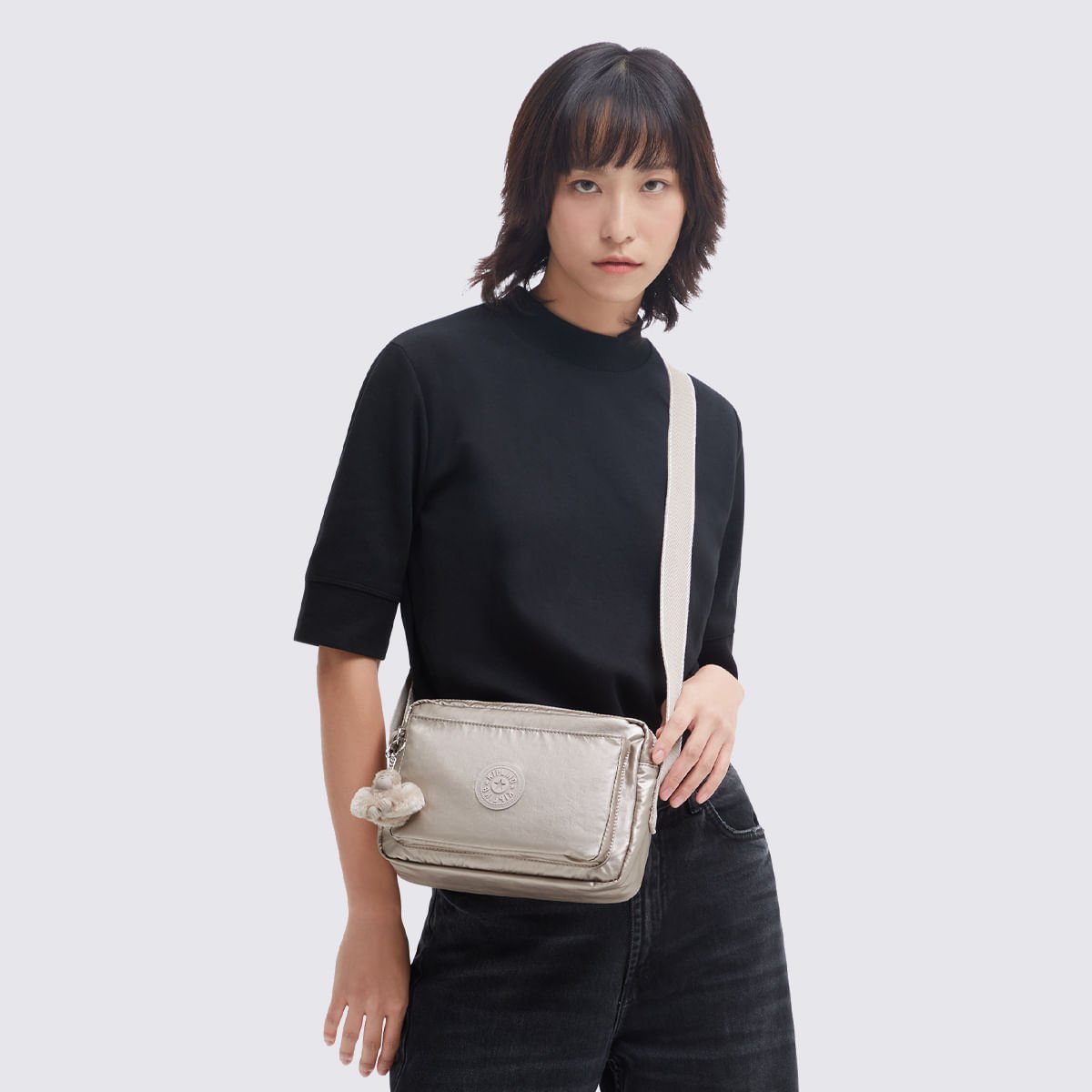 Bolsa Kipling Abanu M Metalizado I683148I Bege/Metalizado 6