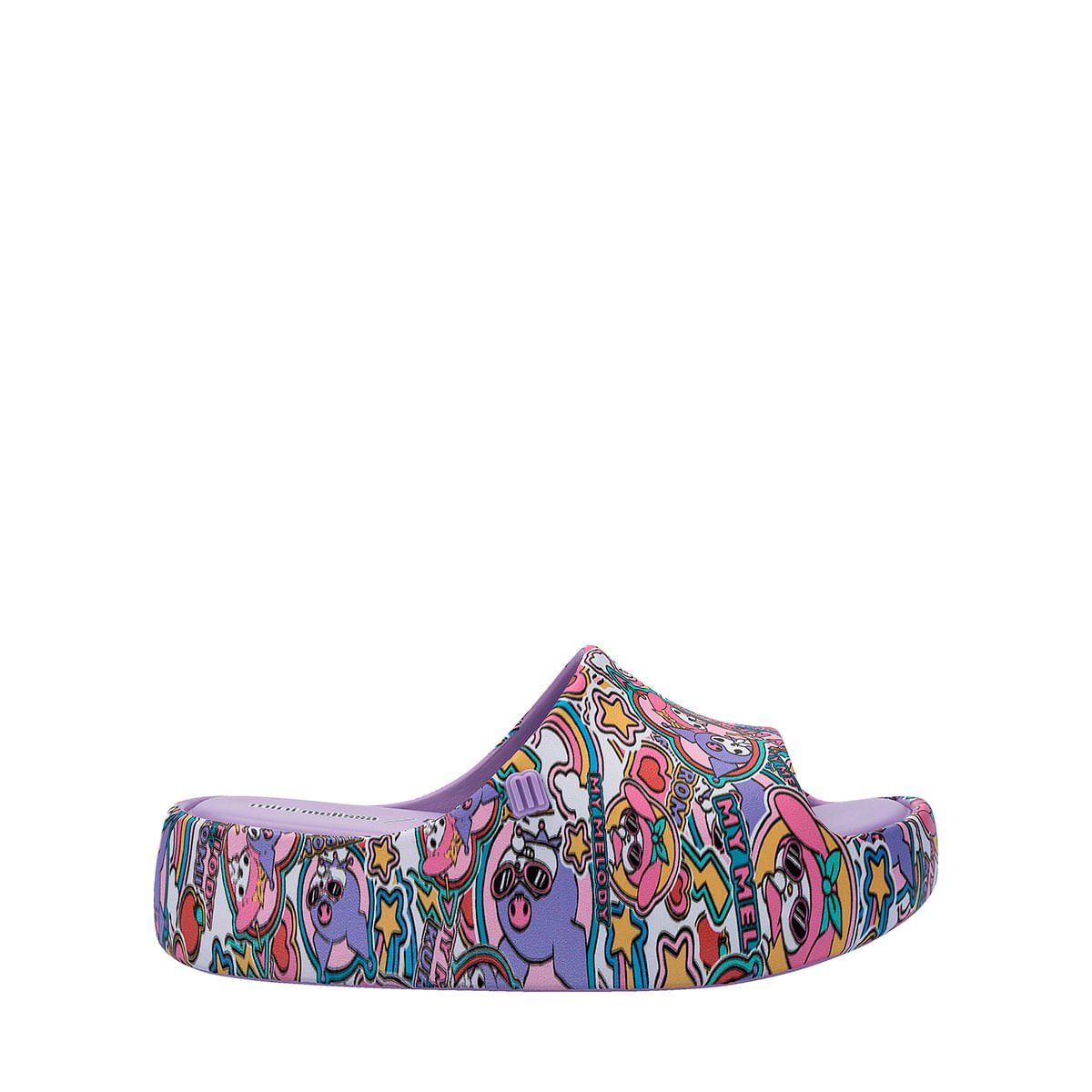Mini Melissa Free Platform Slide + Hello Kitty And Friends Infantil Lilás Amarelo 37875