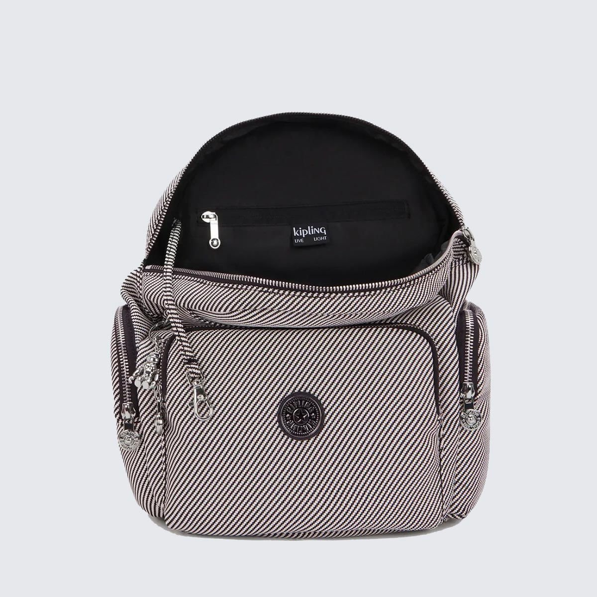 Mochila Kipling City Zip S Estampado I80294SY Preto/Branco 3