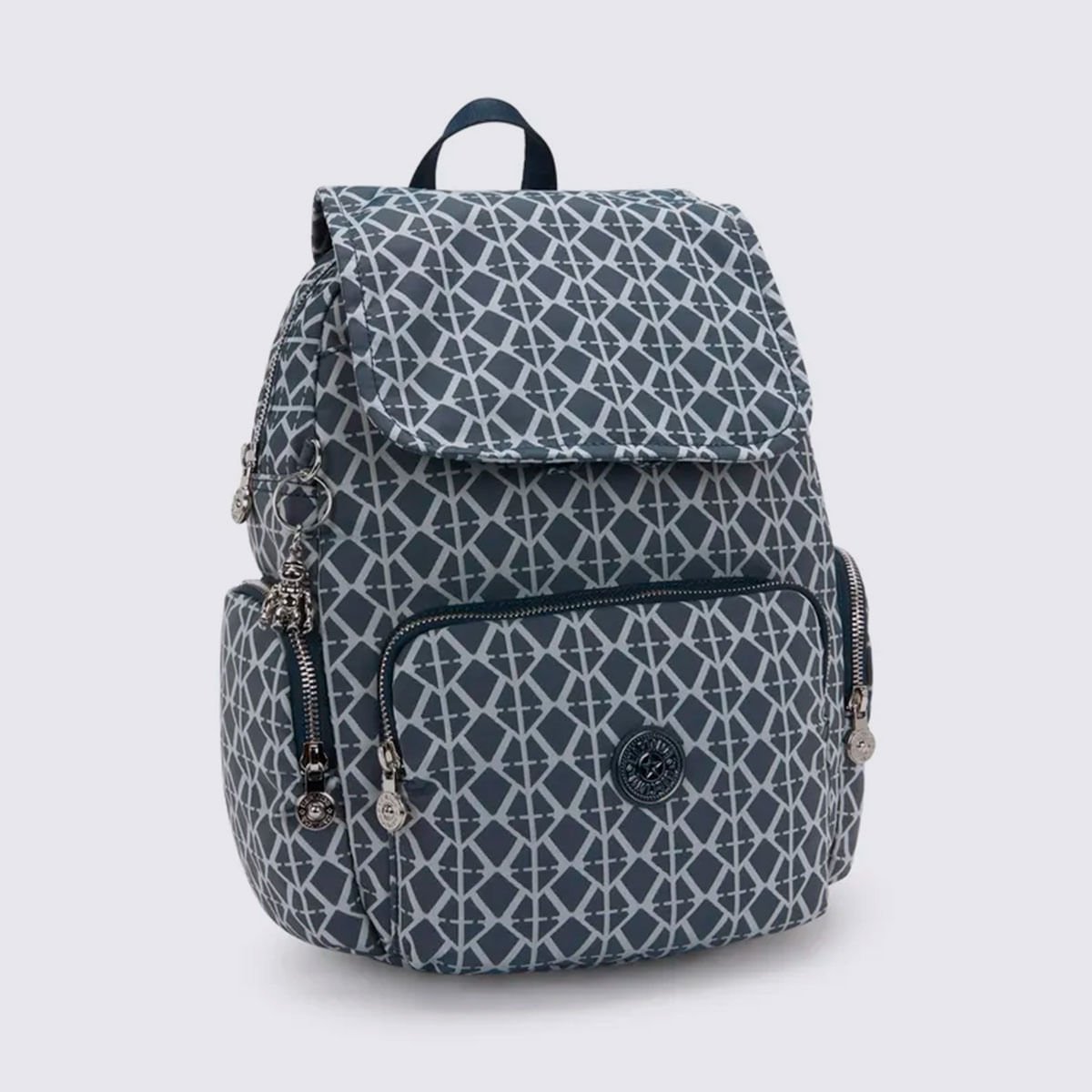 Mochila Kipling City Zip S Estampada I80298DM Preto/Branco 3