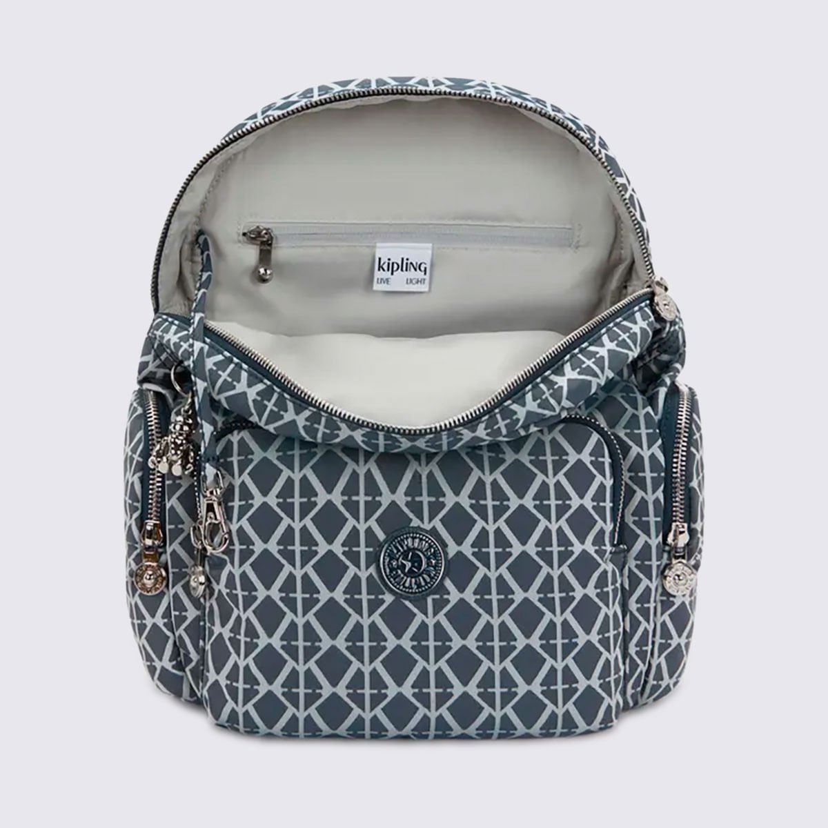 Mochila Kipling City Zip S Estampada I80298DM Preto/Branco 4