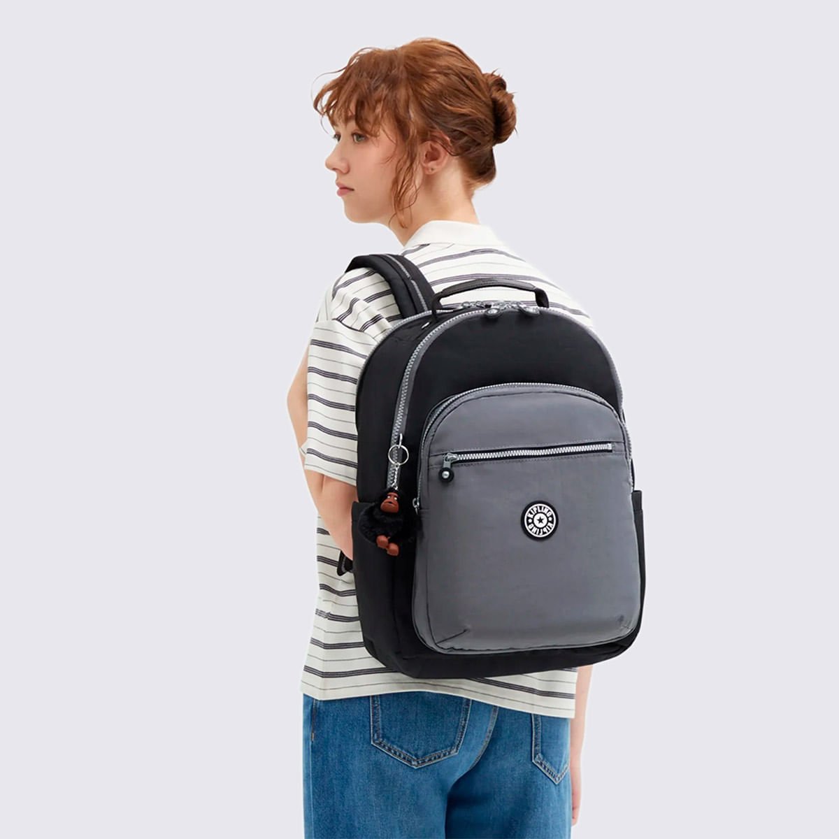 Mochila Kipling Seoul College Extra Cinza I63502GX Cinza 7
