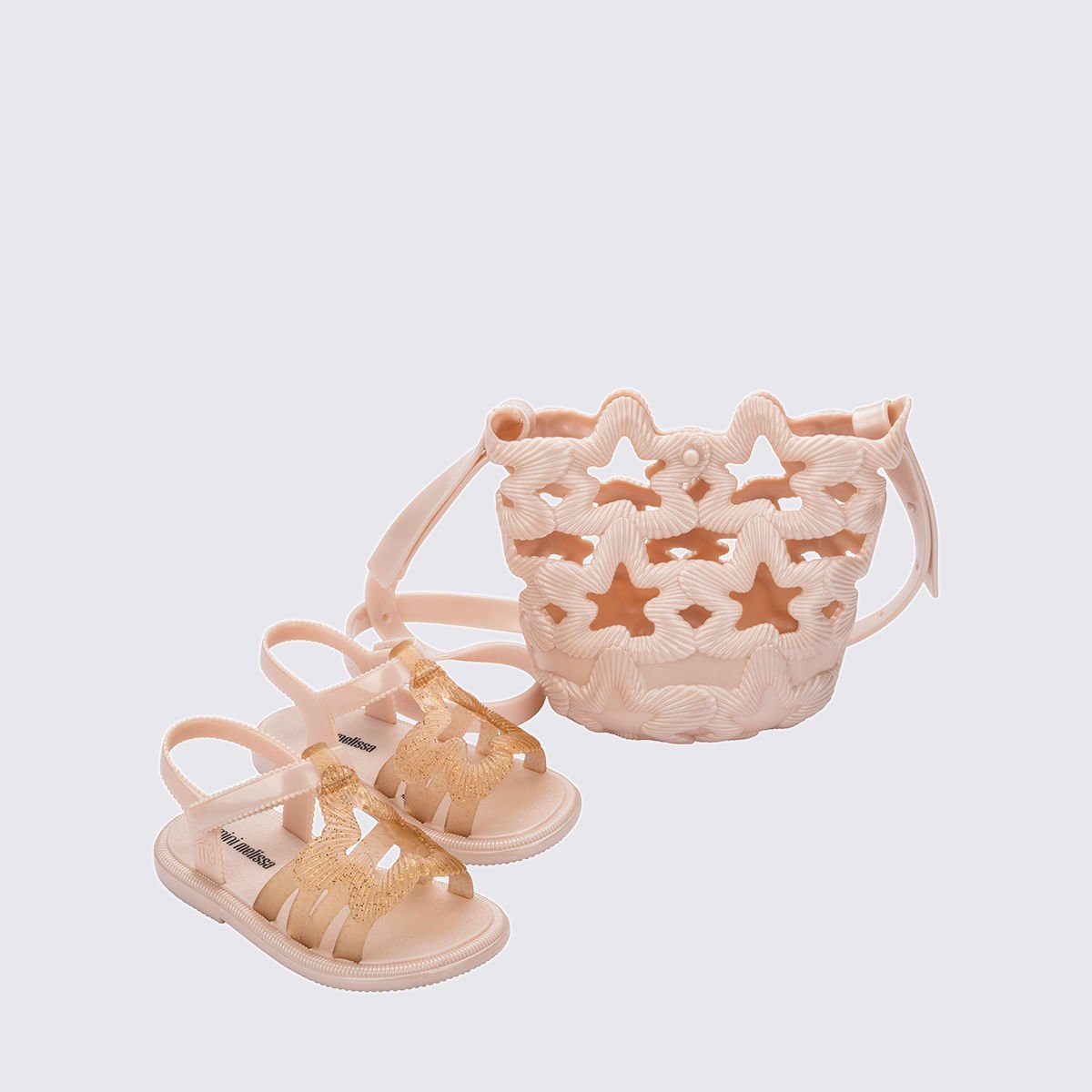 Mini Melissa + Bolsa Luminous Infantil Bege Metalizado Glitter 37866 Bege 3