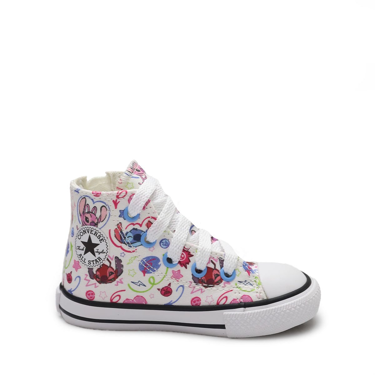 Tênis Converse All Star Chuck Taylor Infantil Side Zip Stitch Branco Preto CK13810001
