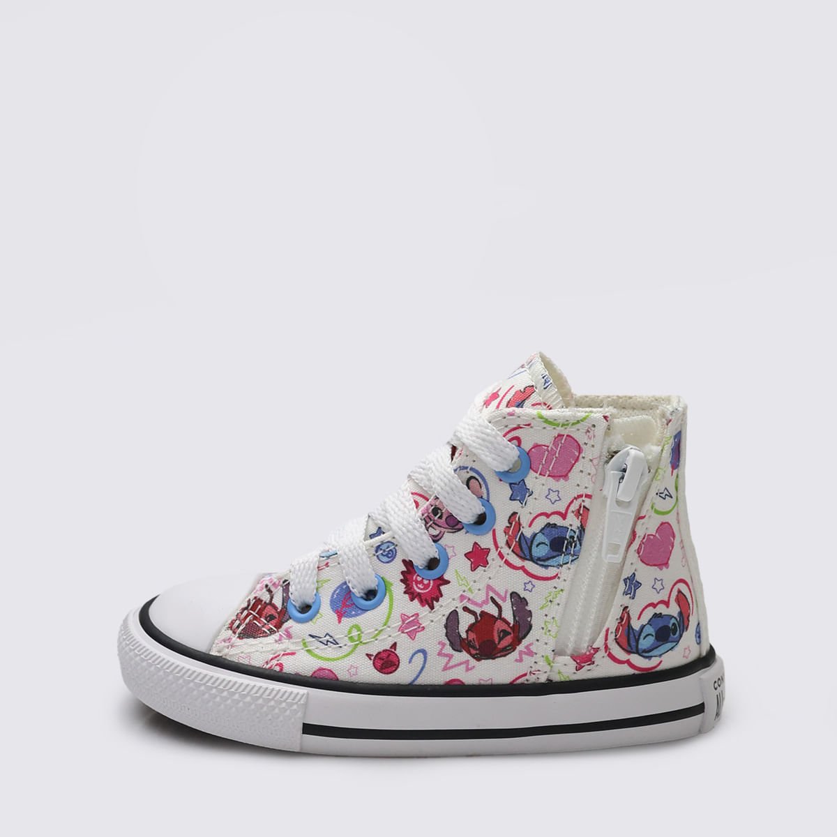 Tênis Converse All Star Chuck Taylor Infantil Side Zip Stitch Branco Preto CK13810001 Branco 2
