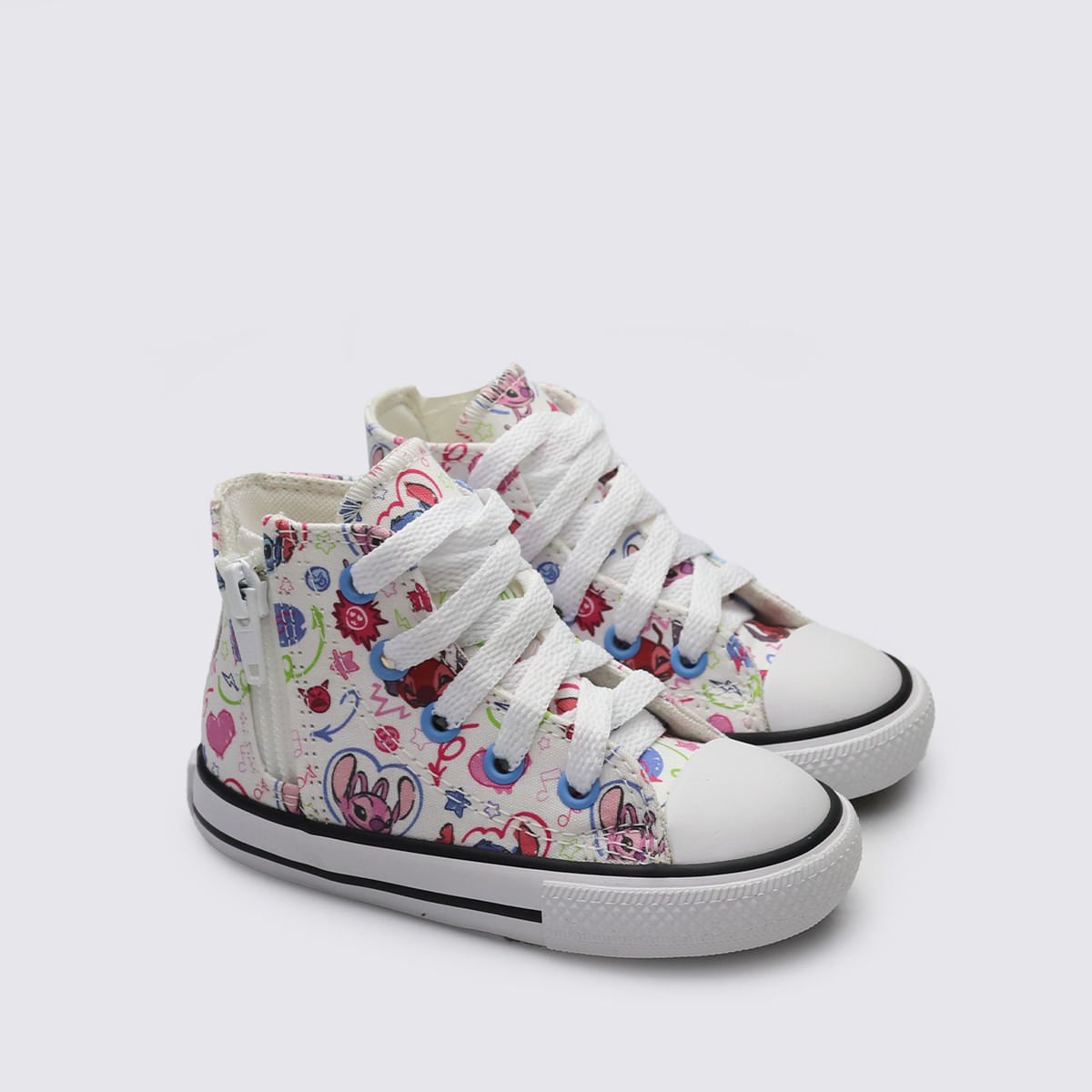 Tênis Converse All Star Chuck Taylor Infantil Side Zip Stitch Branco Preto CK13810001 Branco 3