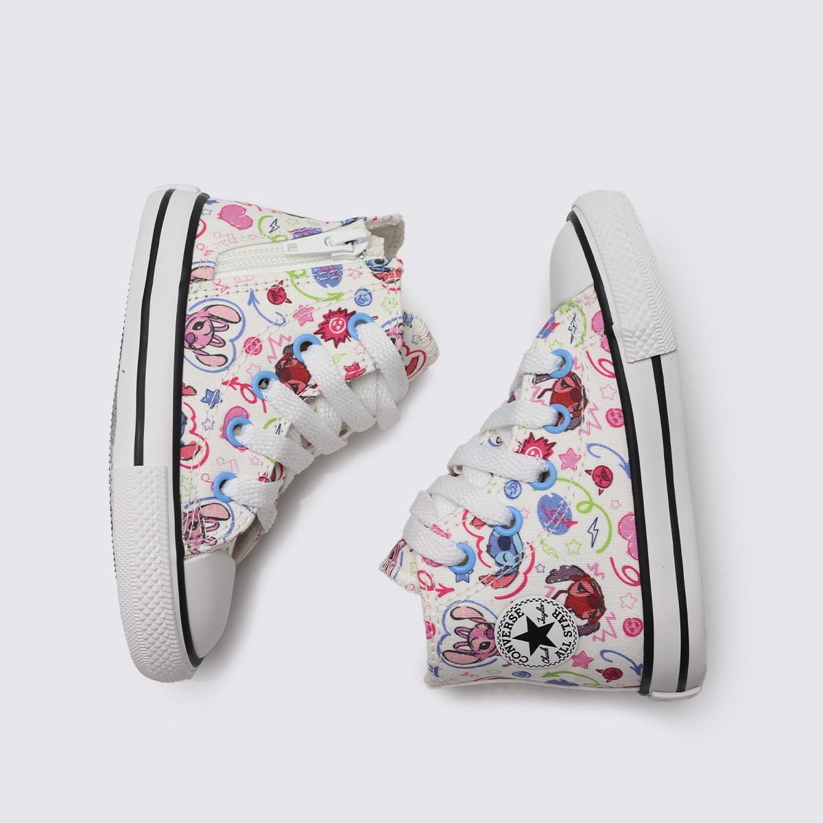 Tênis Converse All Star Chuck Taylor Infantil Side Zip Stitch Branco Preto CK13810001 Branco 4