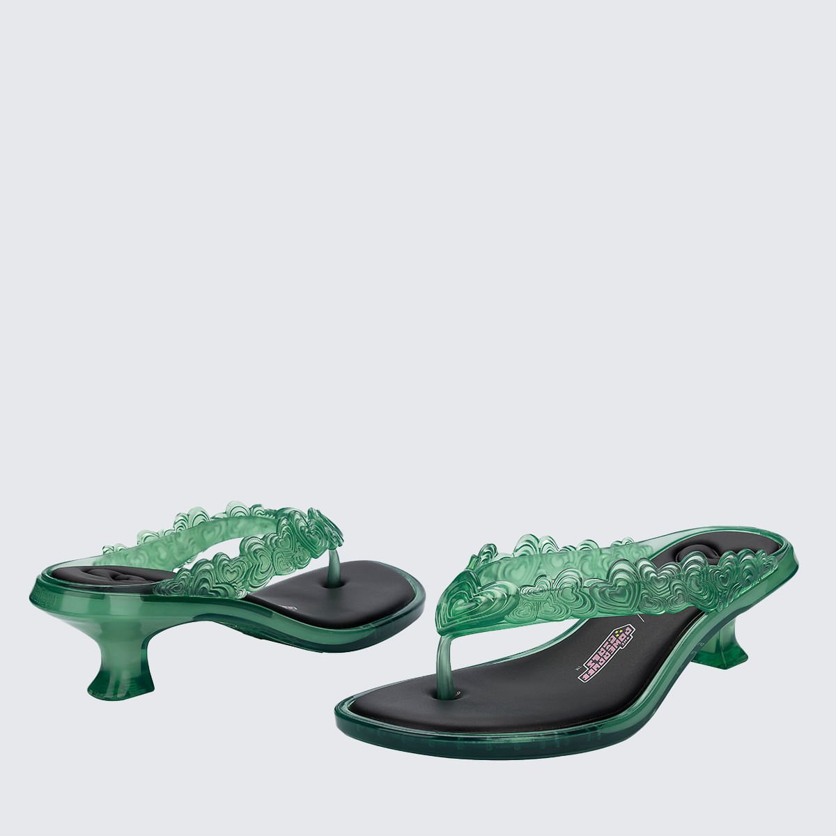Melissa Thong Kitten Heel + Powerpuff Girls Verde Transparente Preto 38159 Verde 4