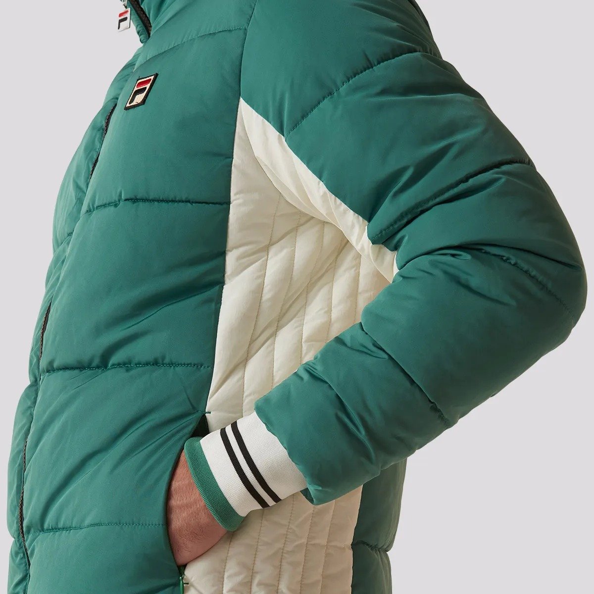 JAQUETA FILA UC PUFFER 1298631 VERDE BRANCO MASCULINO Verde 5
