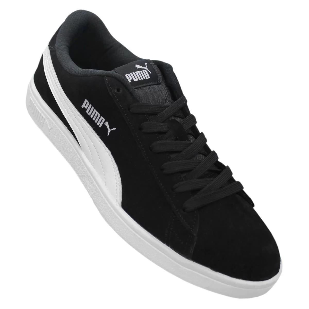 TENIS PUMA SMASH V2 SL V 367147 01 PRETO BRANCO MASCULINO Preto 2
