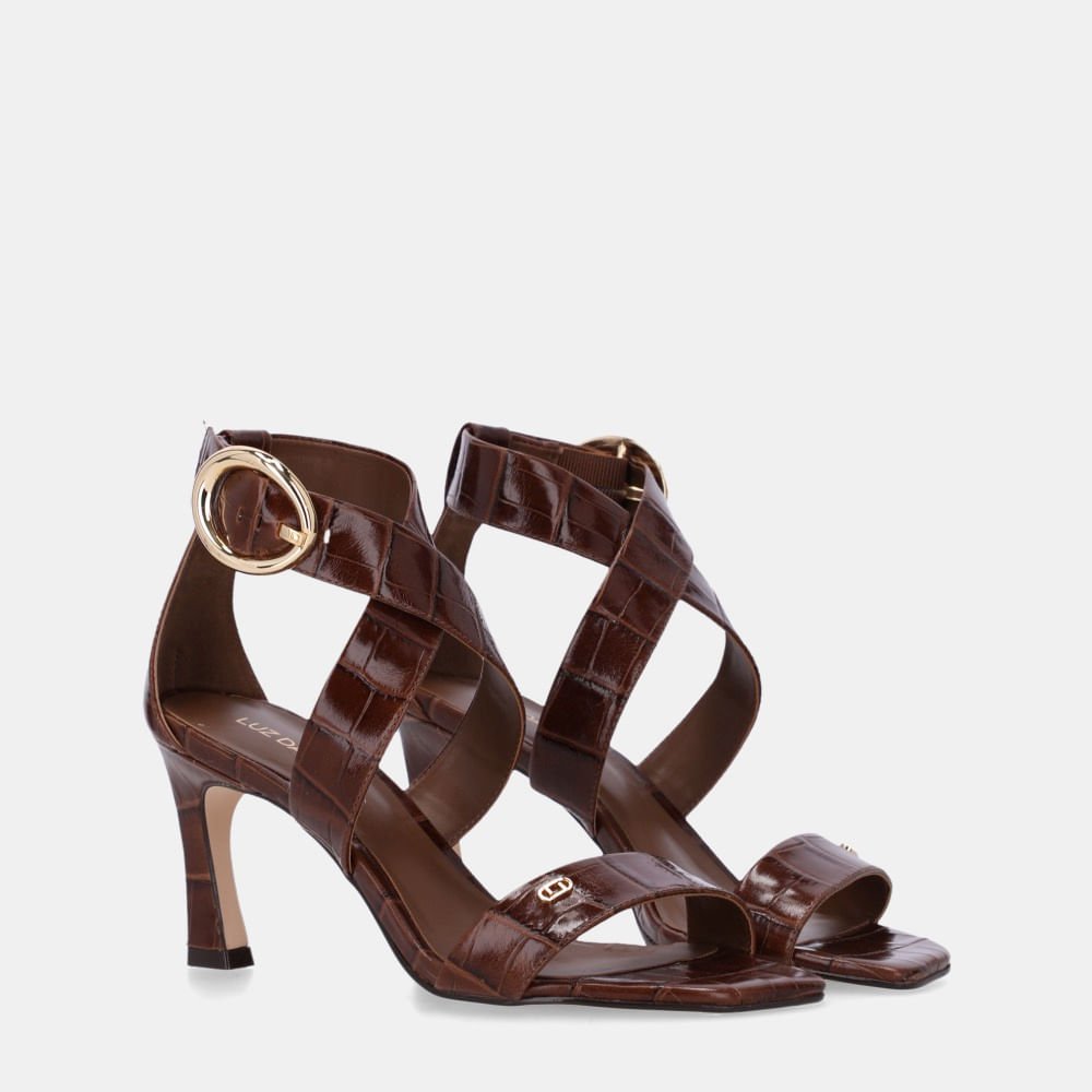 Sandália De Salto Croco Trufa - 80110039 Trufa 3