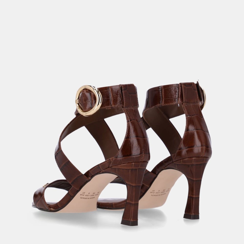 Sandália De Salto Croco Trufa - 80110039 Trufa 4