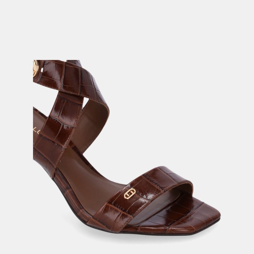 Sandália De Salto Croco Trufa - 80110039 Trufa 5