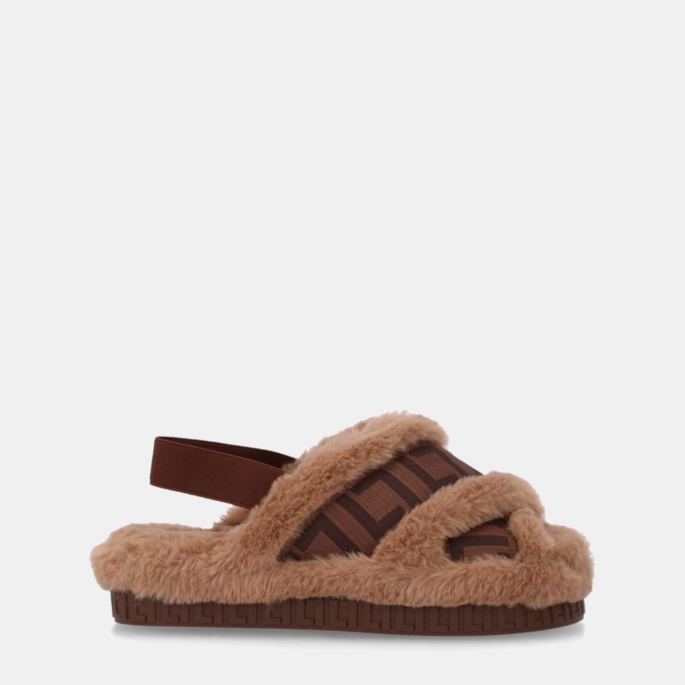Sandália Flatform Gorgorão Trufa-trufa/pelo Bege- 60410001