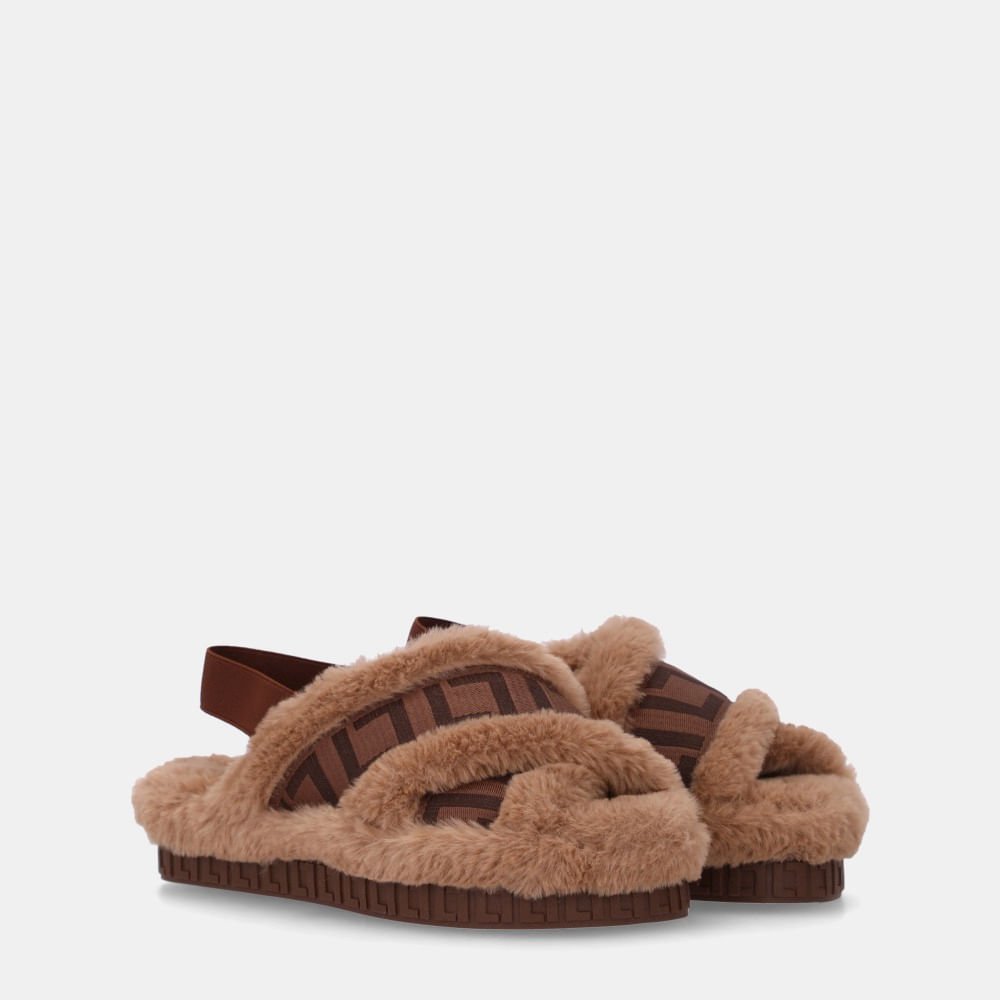 Sandália Flatform Gorgorão Trufa-trufa/pelo Bege- 60410001 Trufa 3