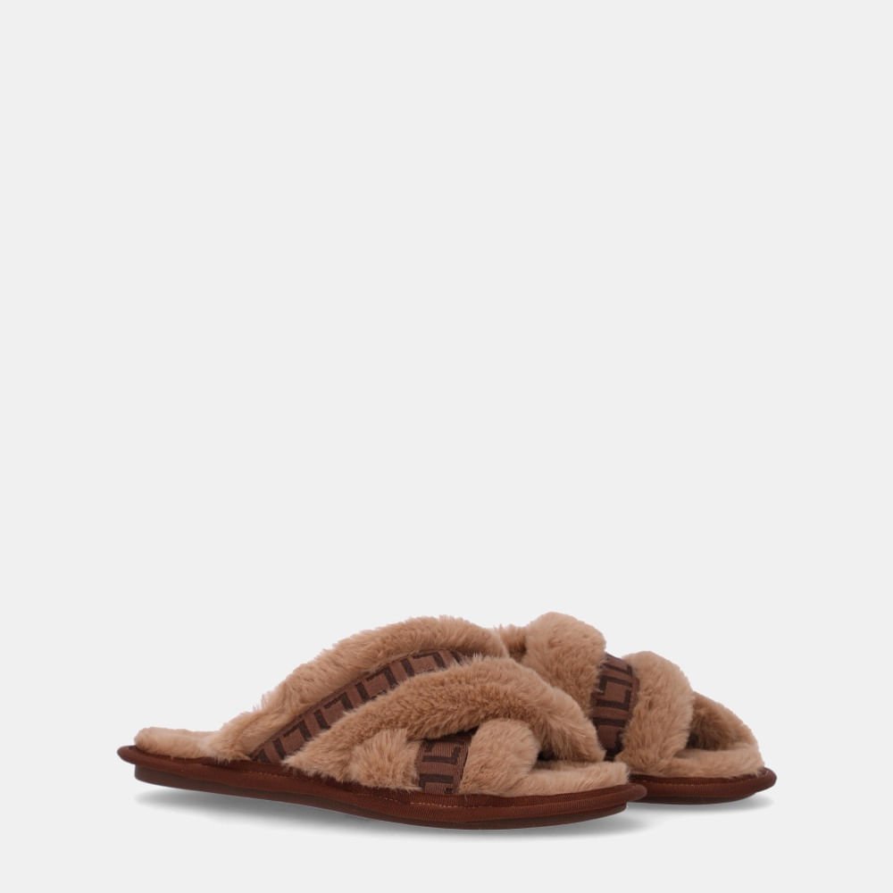 Chinelo Injetado Gorgurão Trufa Com Pelo Bege - 61010001 Trufa 3