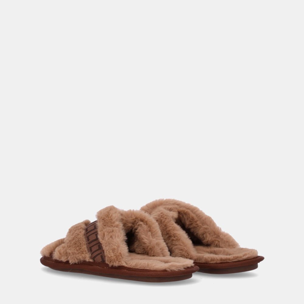 Chinelo Injetado Gorgurão Trufa Com Pelo Bege - 61010001 Trufa 4