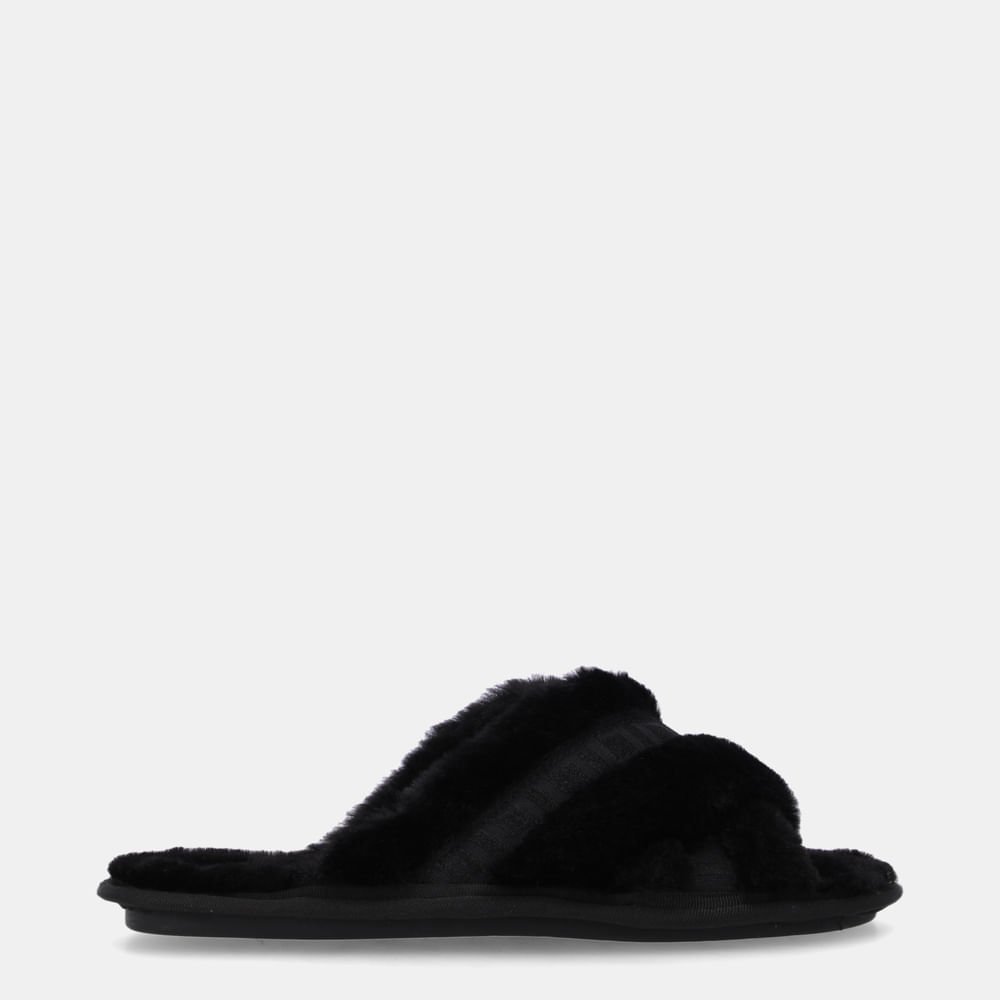 Chinelo Injetado Gorgurão Preto Com Pelo Preto - 61010001