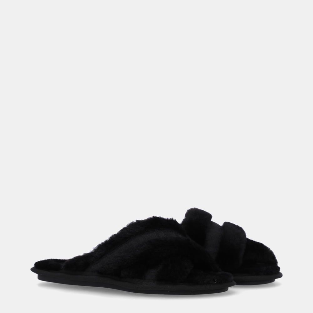 Chinelo Injetado Gorgurão Preto Com Pelo Preto - 61010001 Preto 3