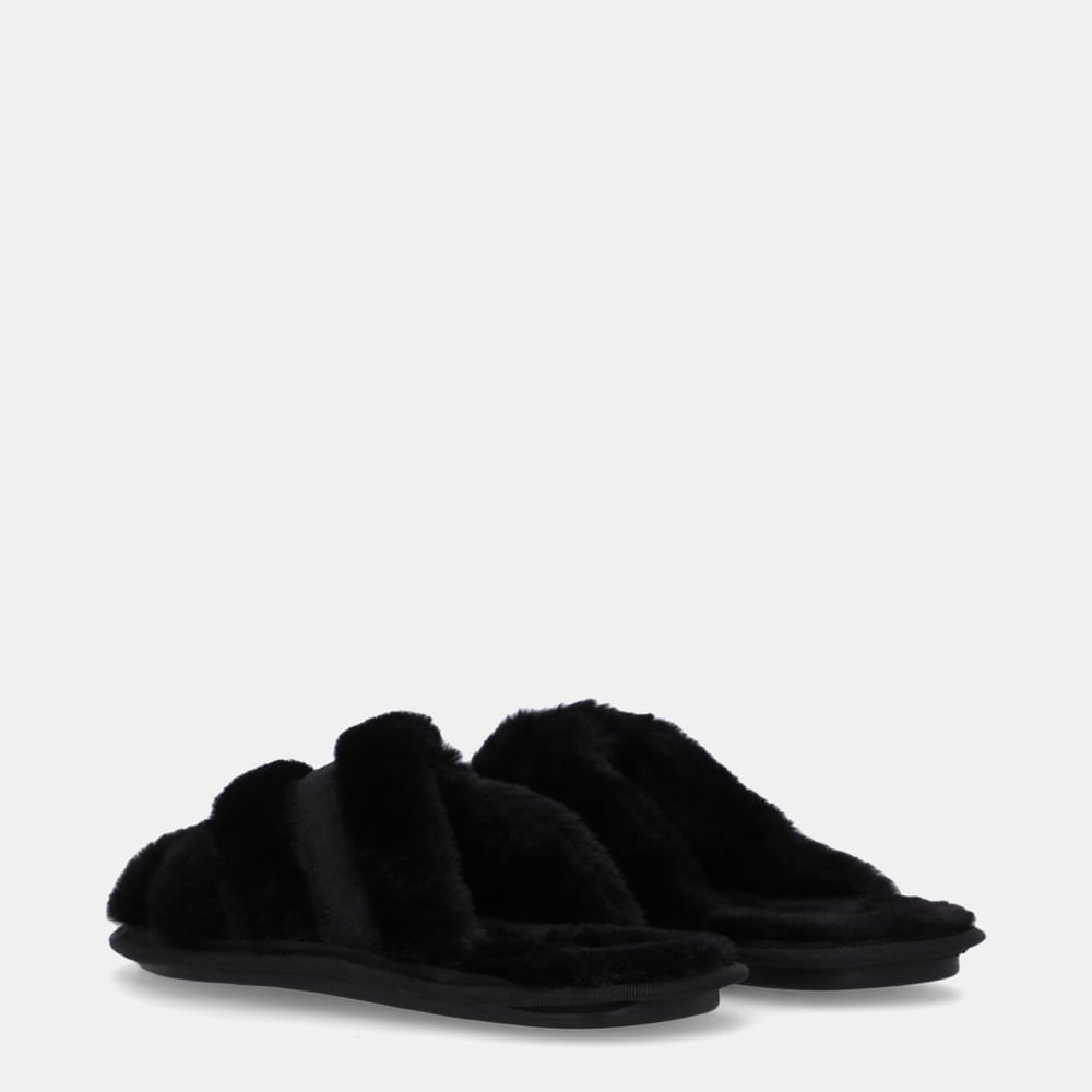 Chinelo Injetado Gorgurão Preto Com Pelo Preto - 61010001 Preto 4