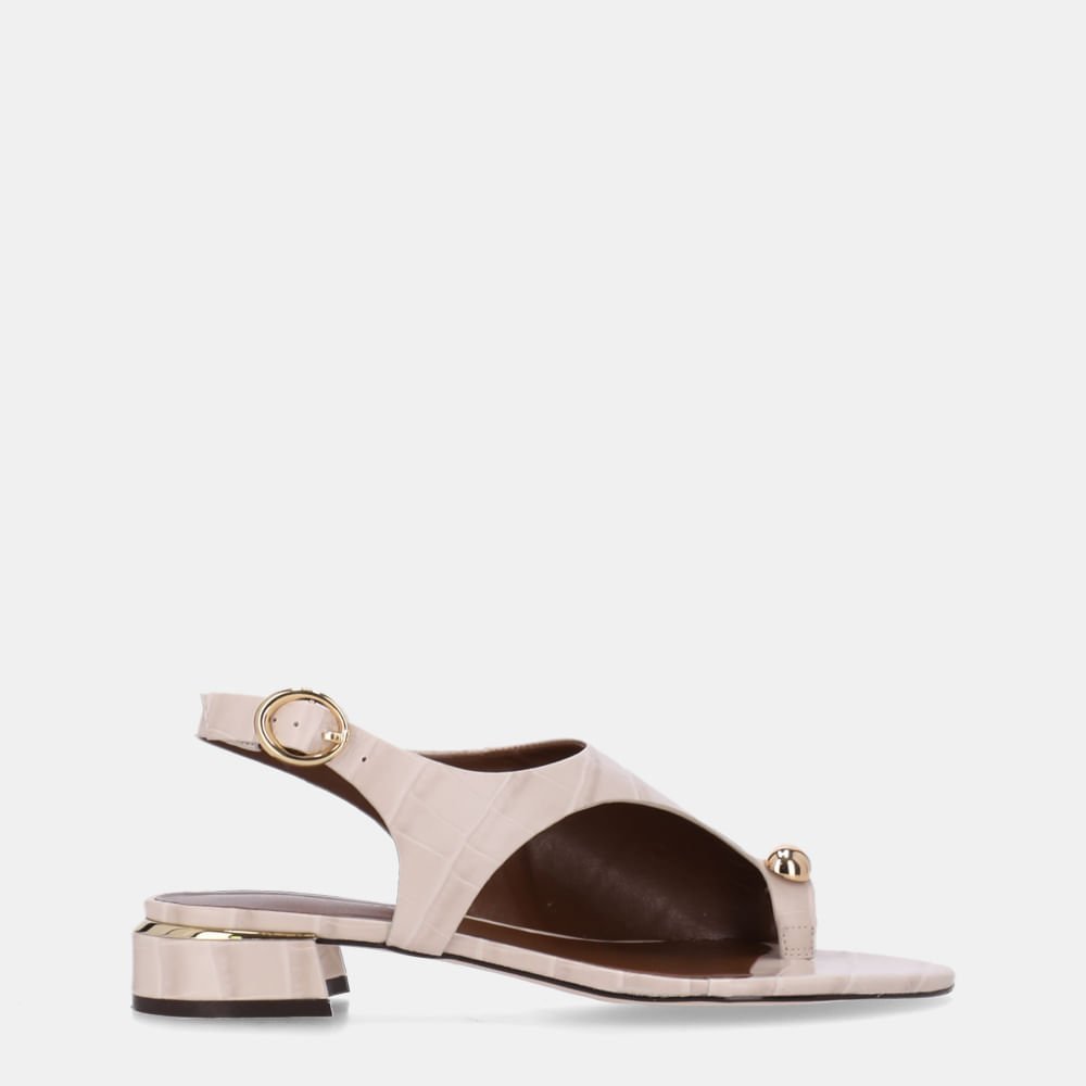 Sandália Rasteira Croco Panna - 80910004