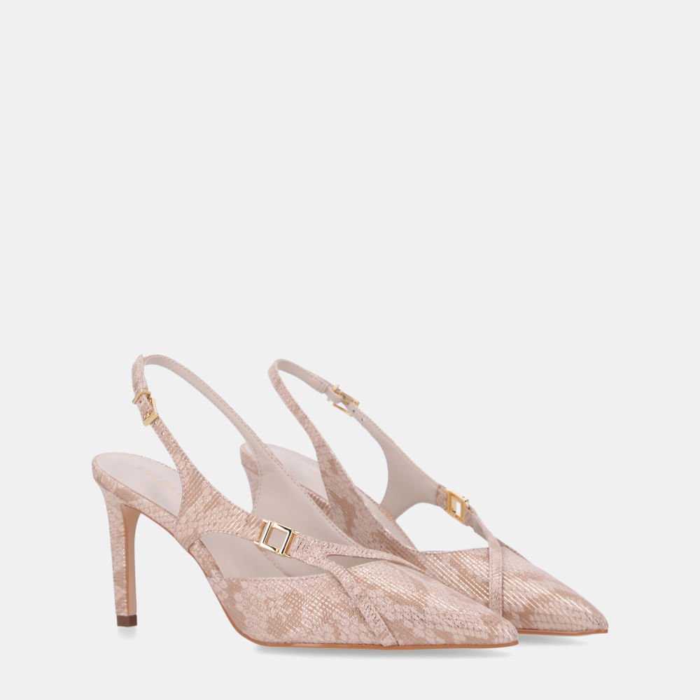 Slingback Snake Ouro - 80480032 Ouro/Bege 2