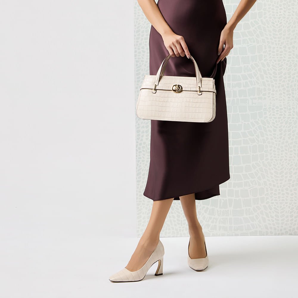 Bolsa Tote Média Croco Panna - 2000848 Panna 2
