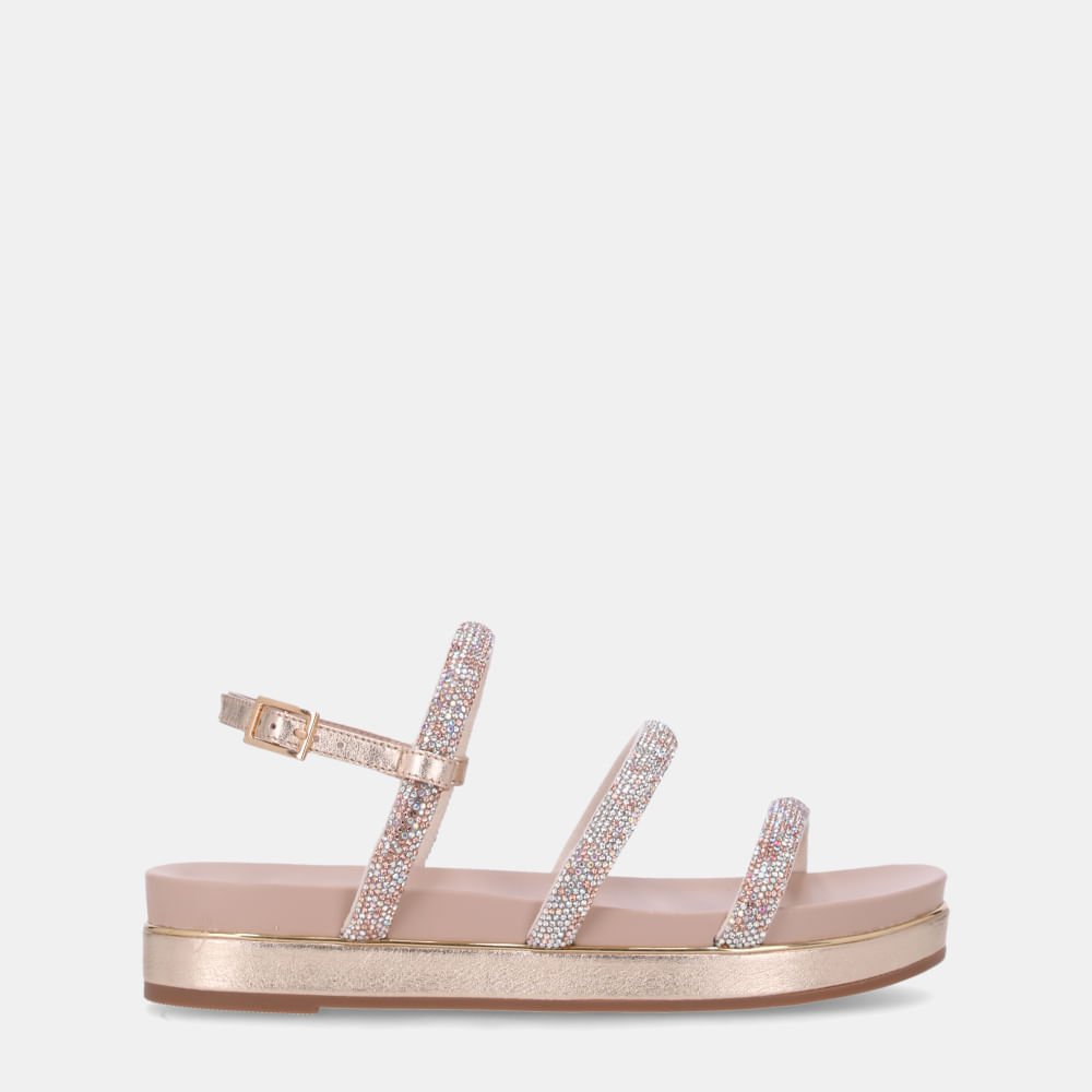 Sandália Flatform Laminati Ouro - 58890007